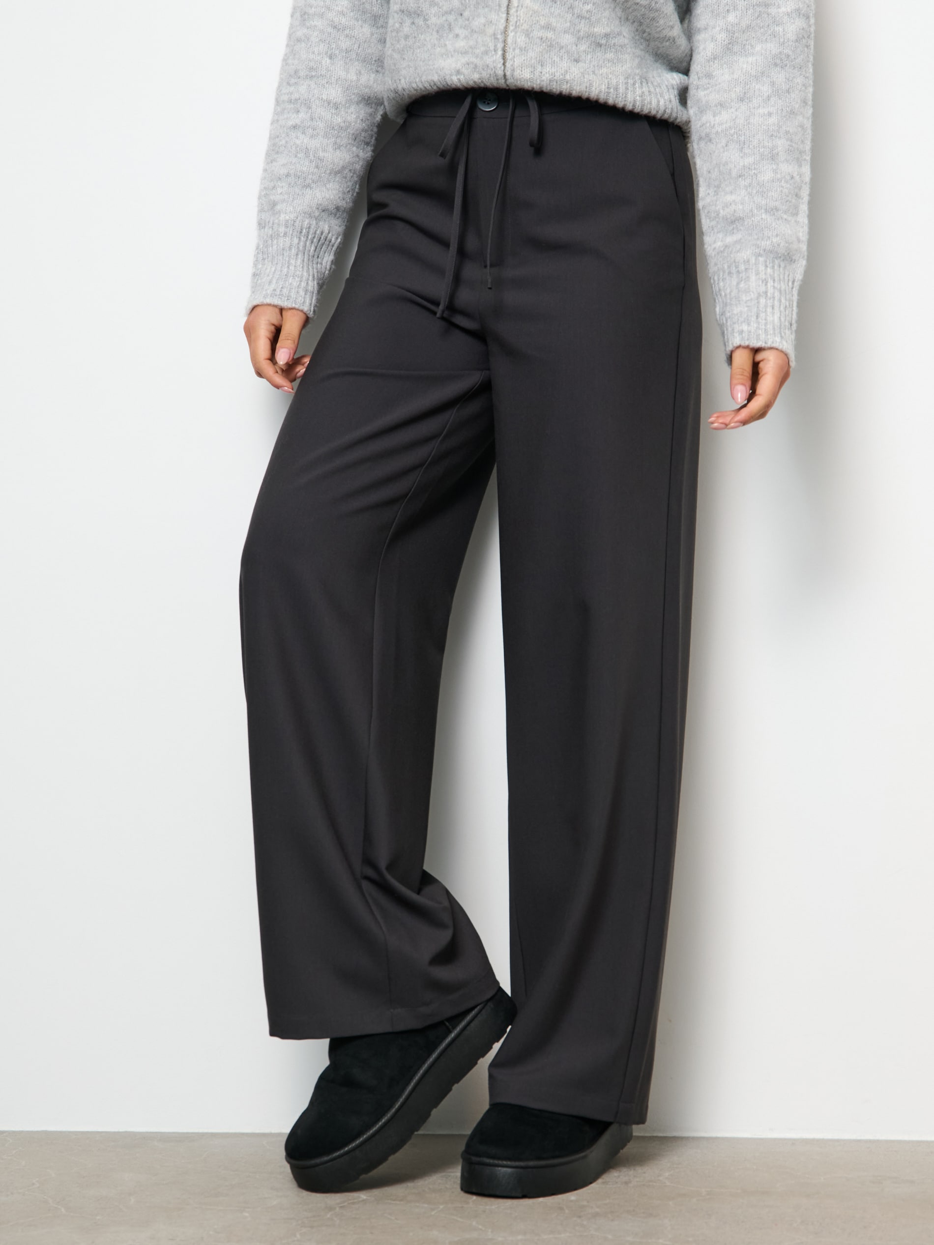 Sinsay - Wide Leg Pantalone - Antracit