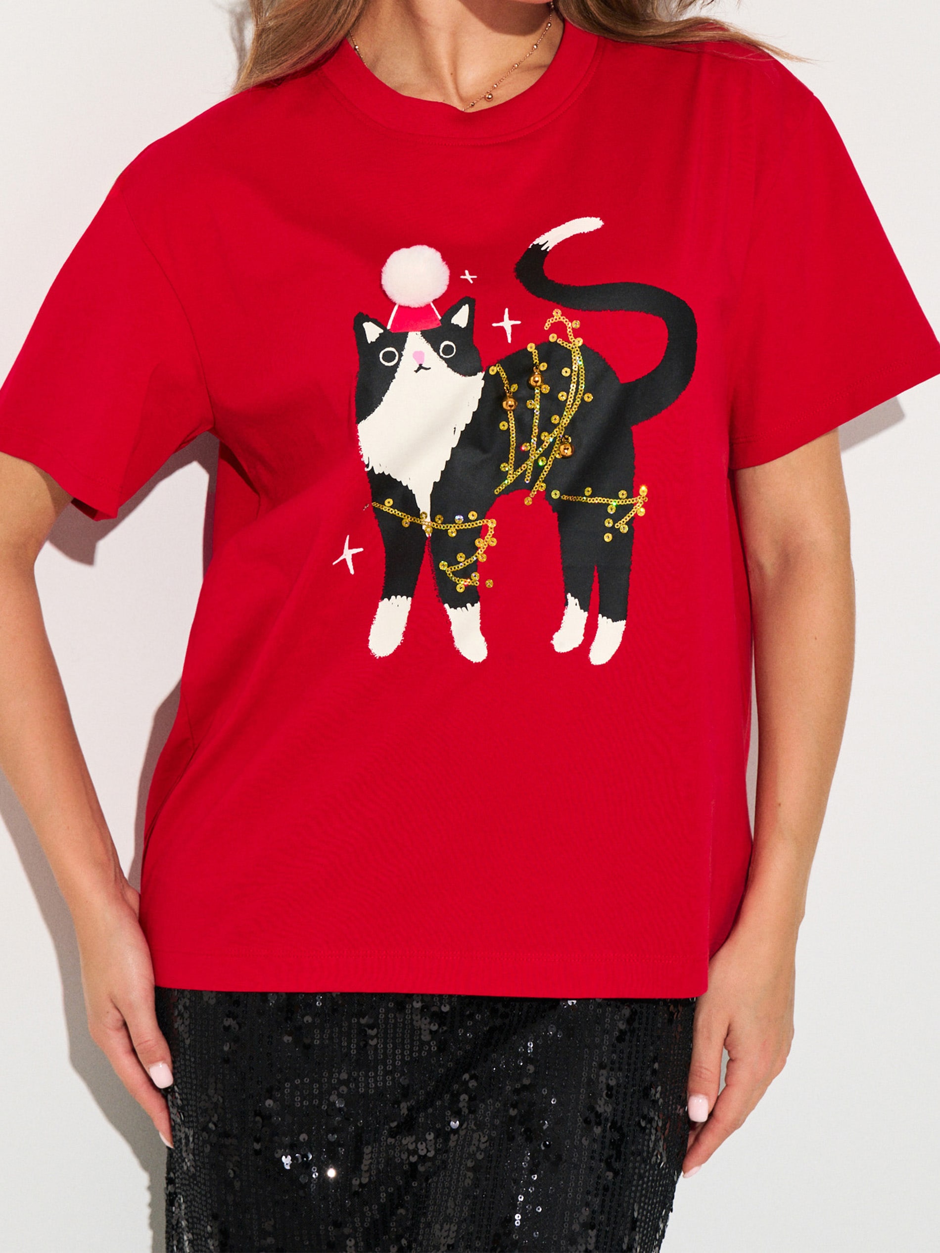 Sinsay - Βαμβακερό μπλουζάκι - κοκκινο φωτογραφία