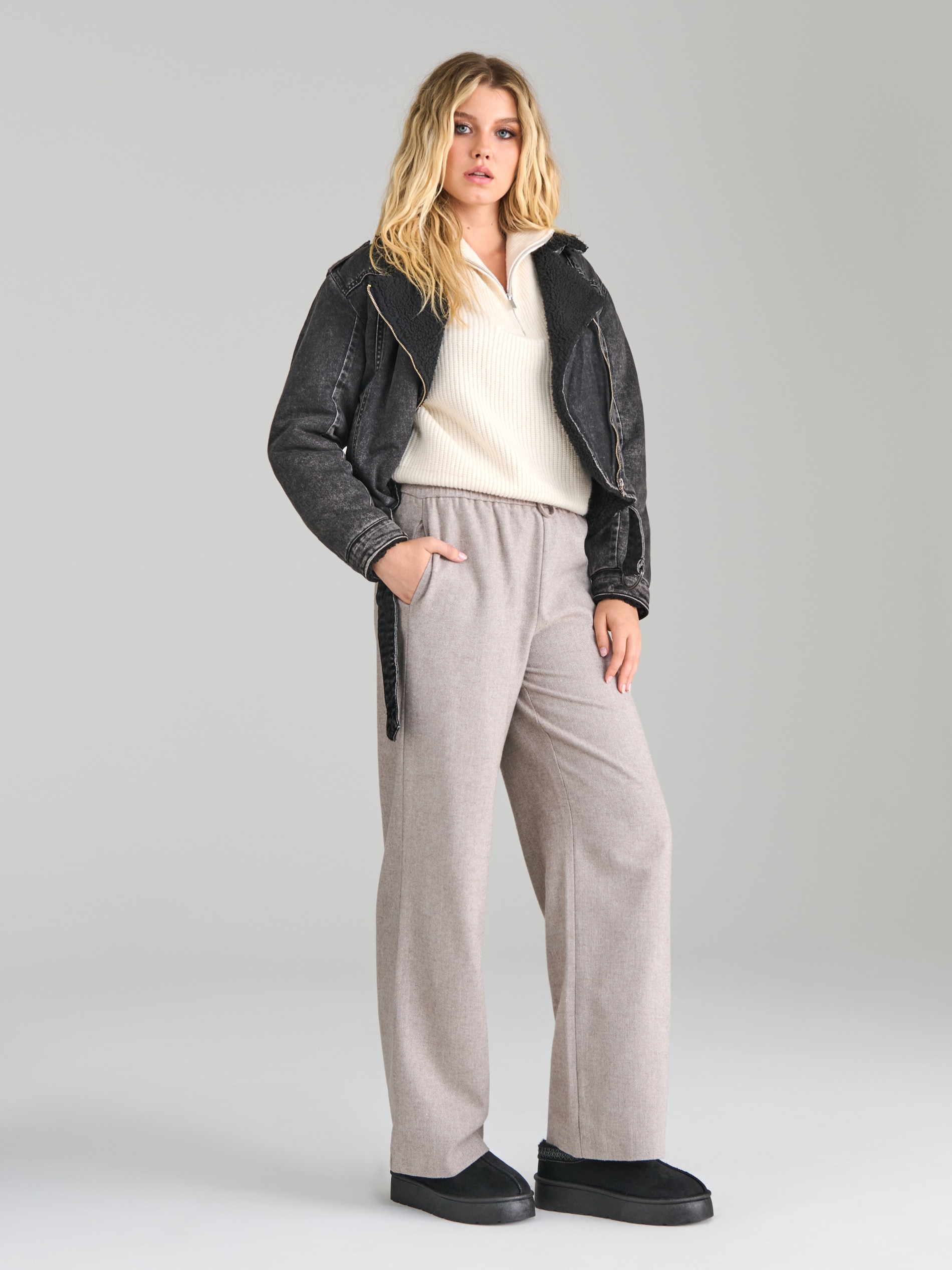 Sinsay - Wide Leg Pantalone - BEŽ