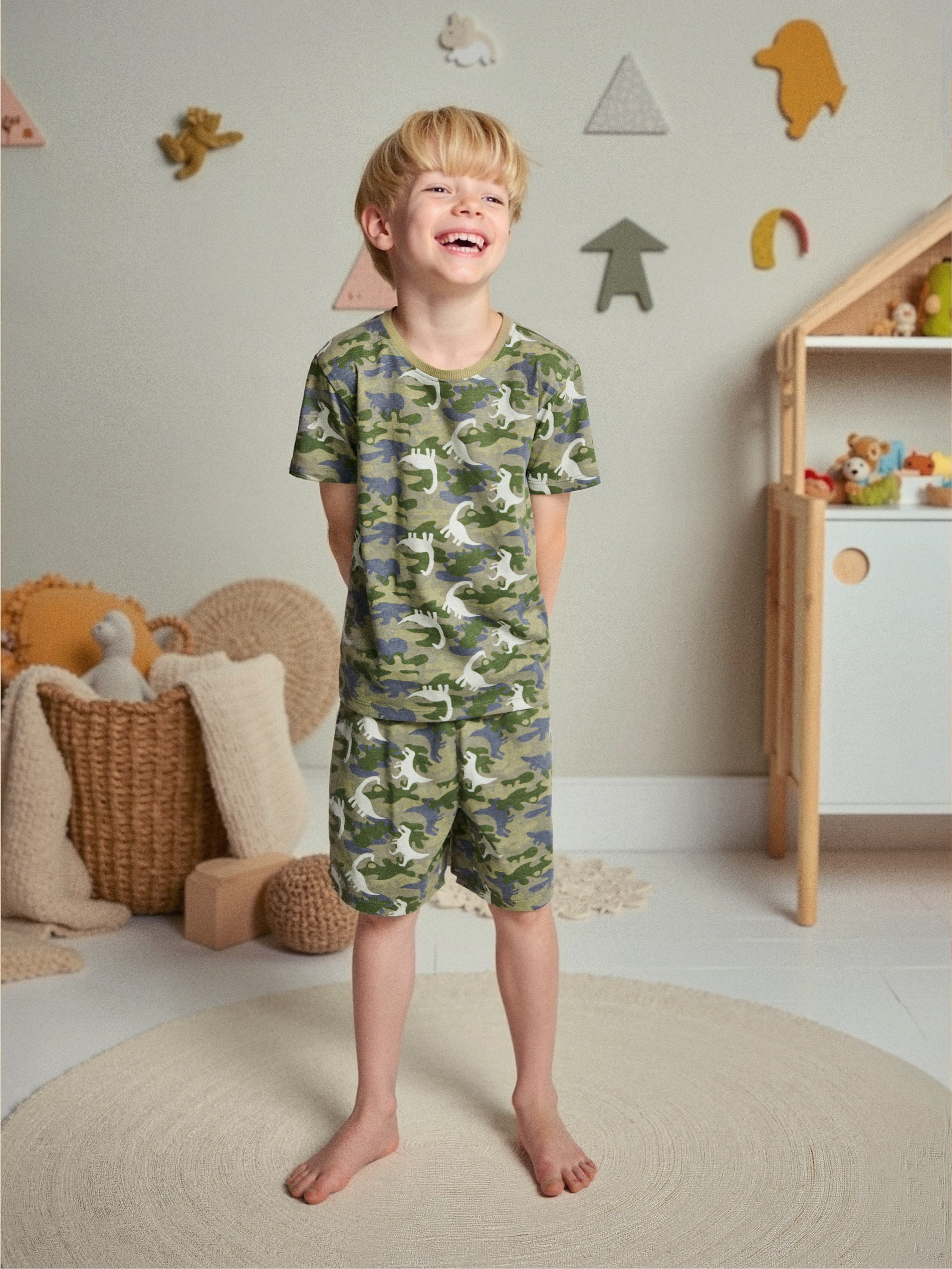 Sinsay - Piżama dwuczęściowa z motywem dinozaurów - błękitny