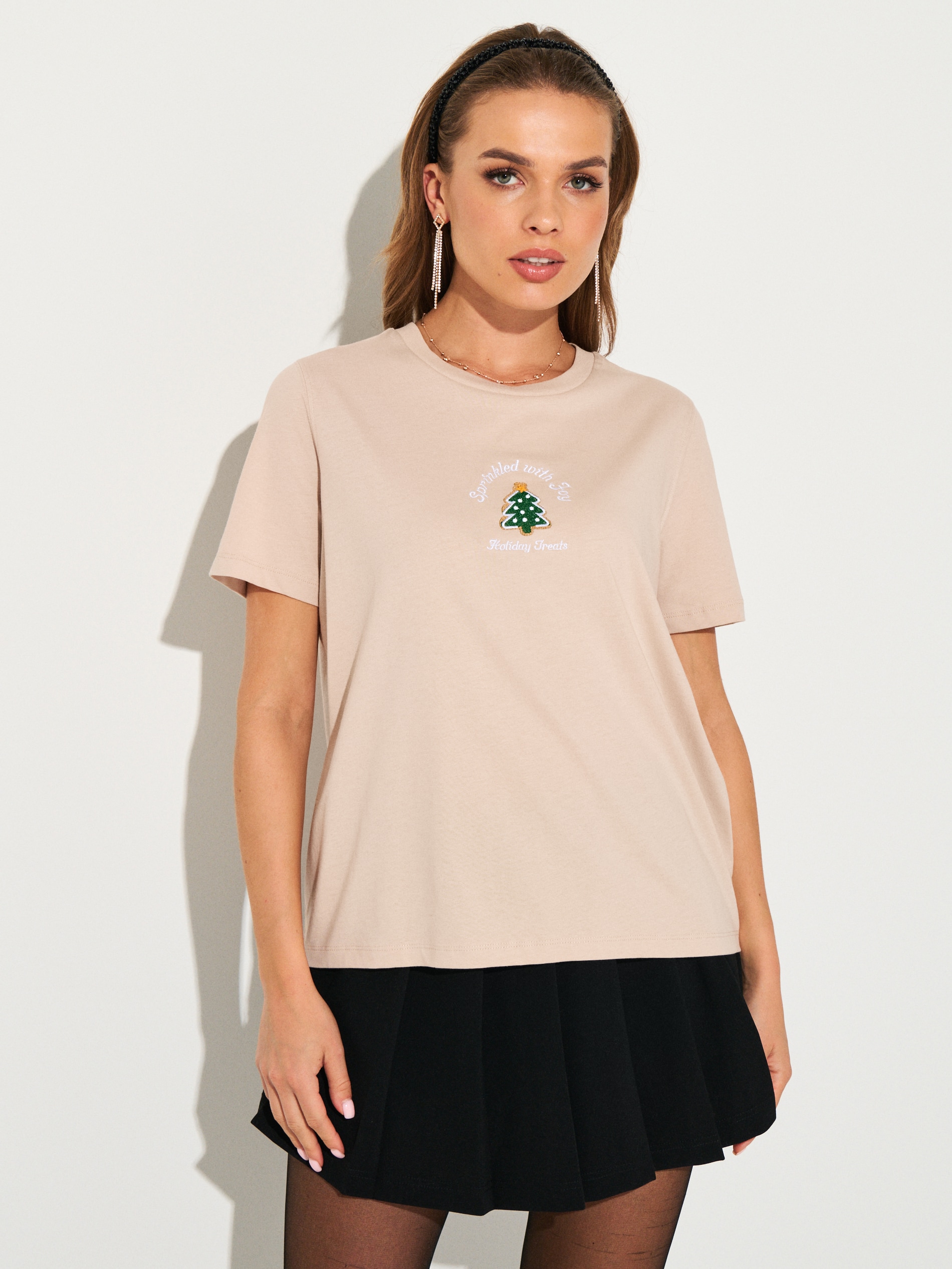 Sinsay - Βαμβακερό μπλουζάκι - μπεζ φωτογραφία