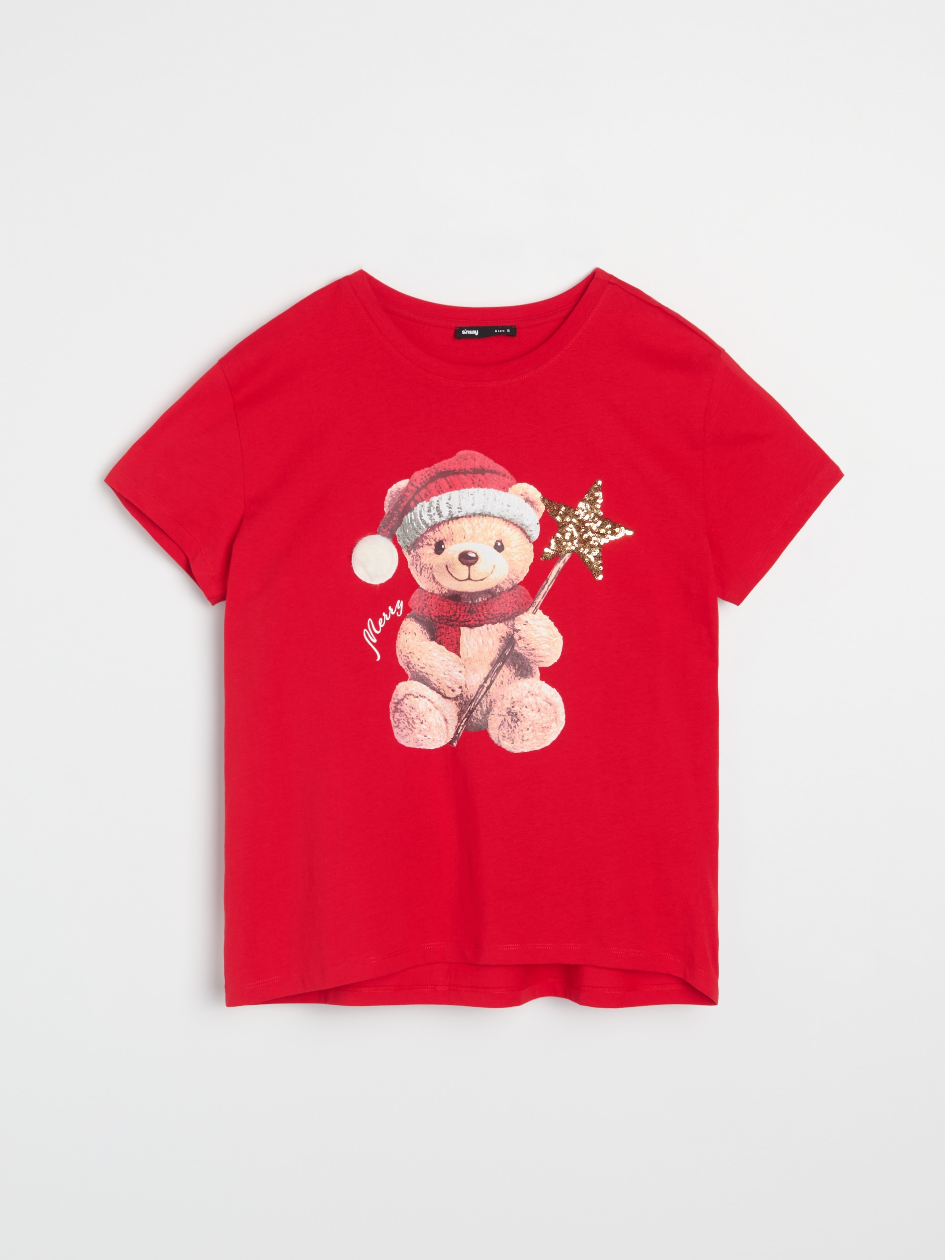 Sinsay - Βαμβακερό μπλουζάκι με στάμπα - κοκκινο φωτογραφία