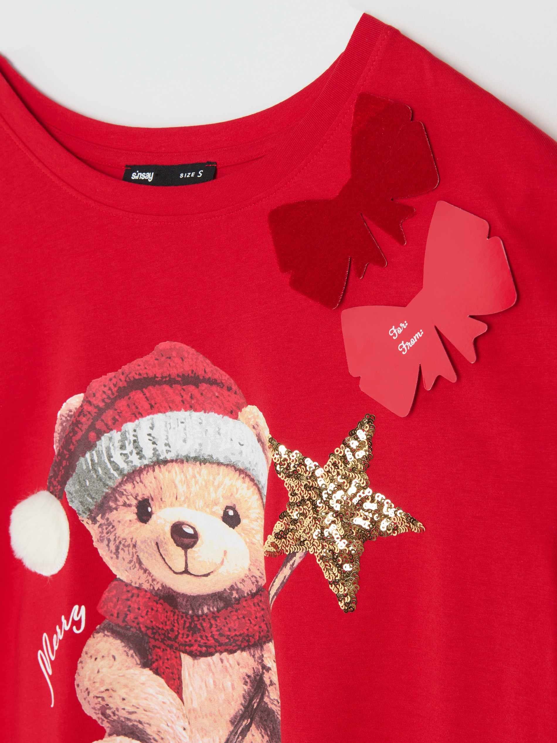 Sinsay - Βαμβακερό μπλουζάκι με στάμπα - κοκκινο φωτογραφία