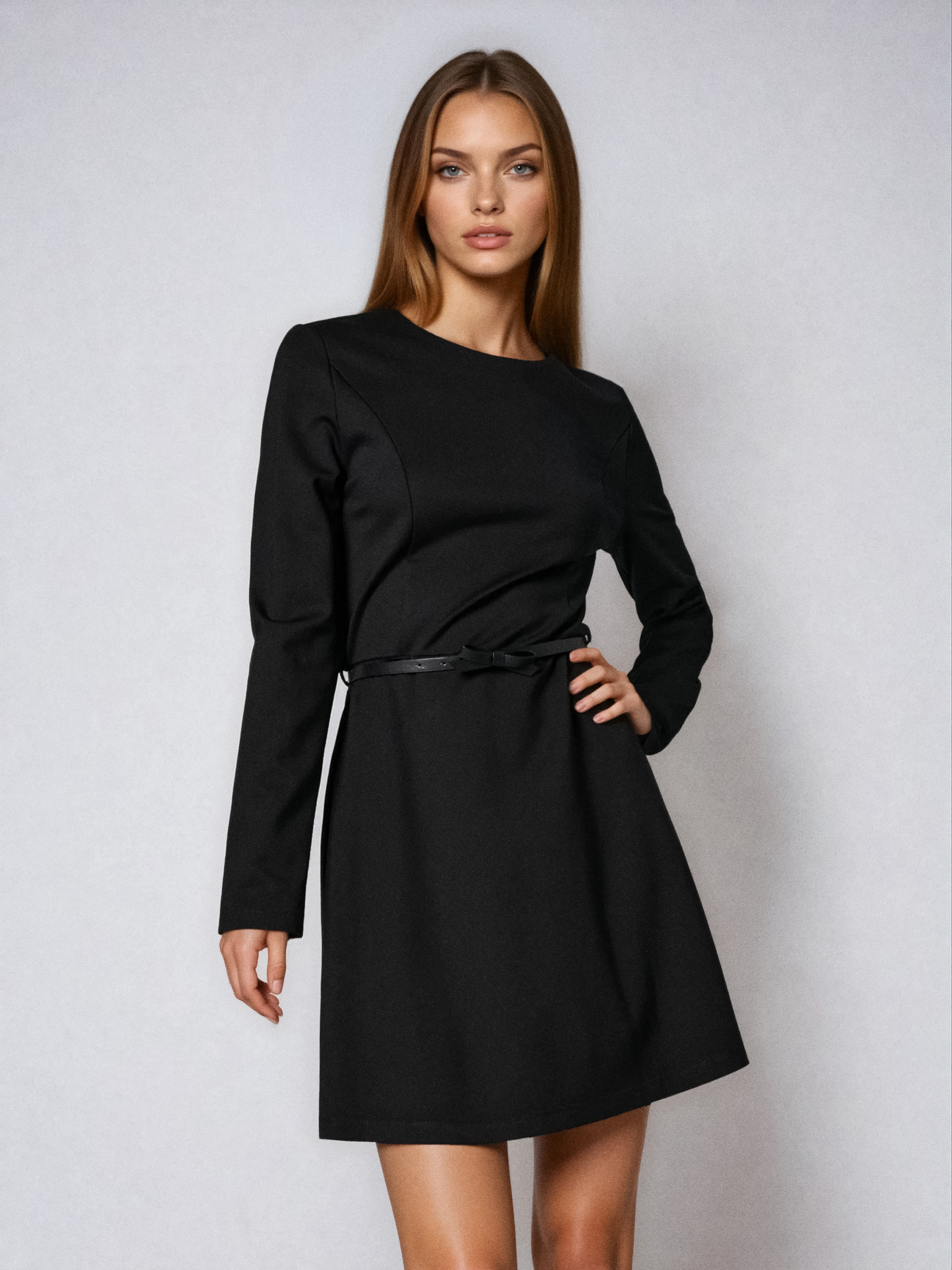 Sinsay - Midi φόρεμα με ζώνη - μαυρο φωτογραφία