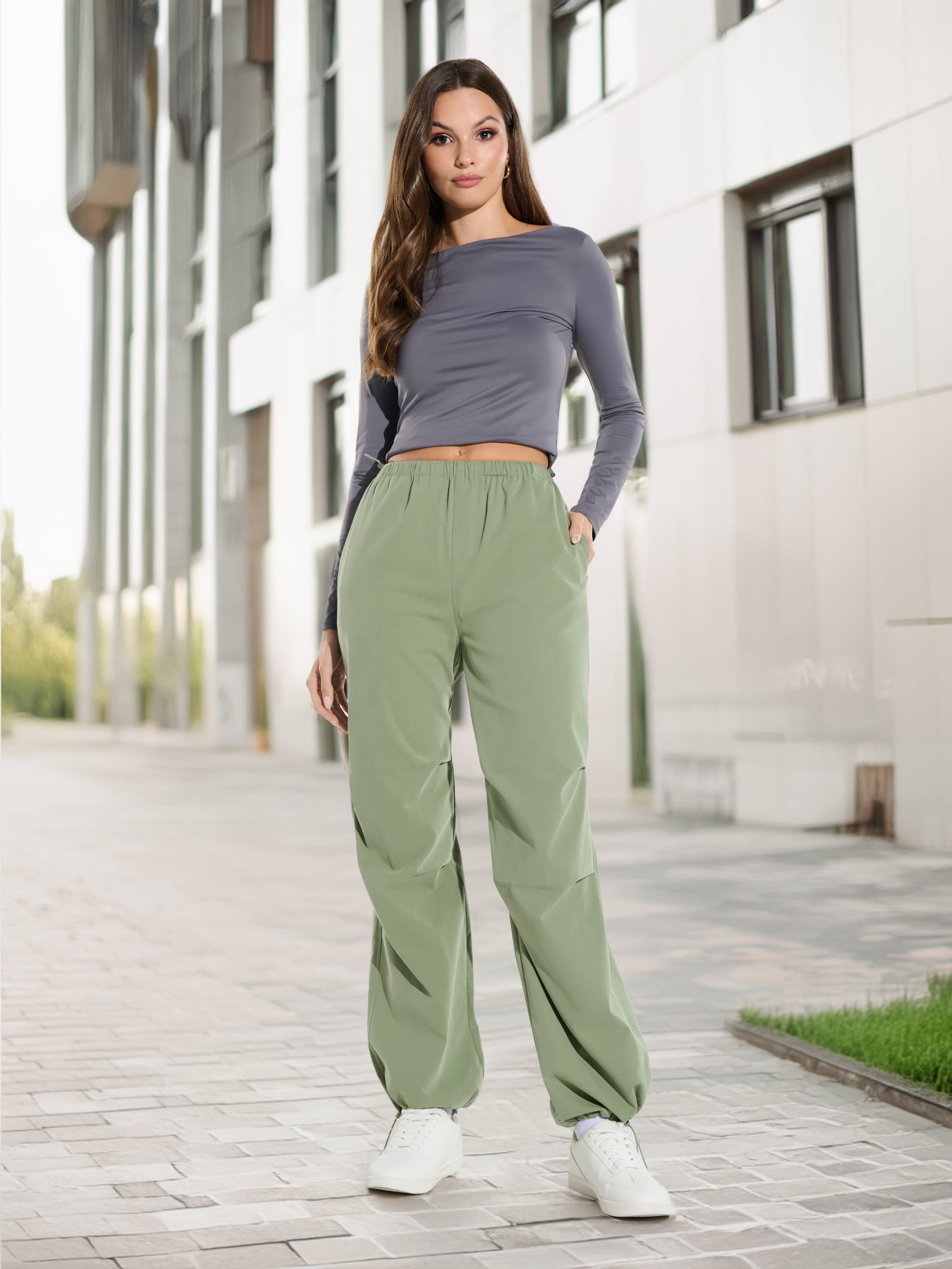 Sinsay - Parachute Pantalone - Tamno Zelena