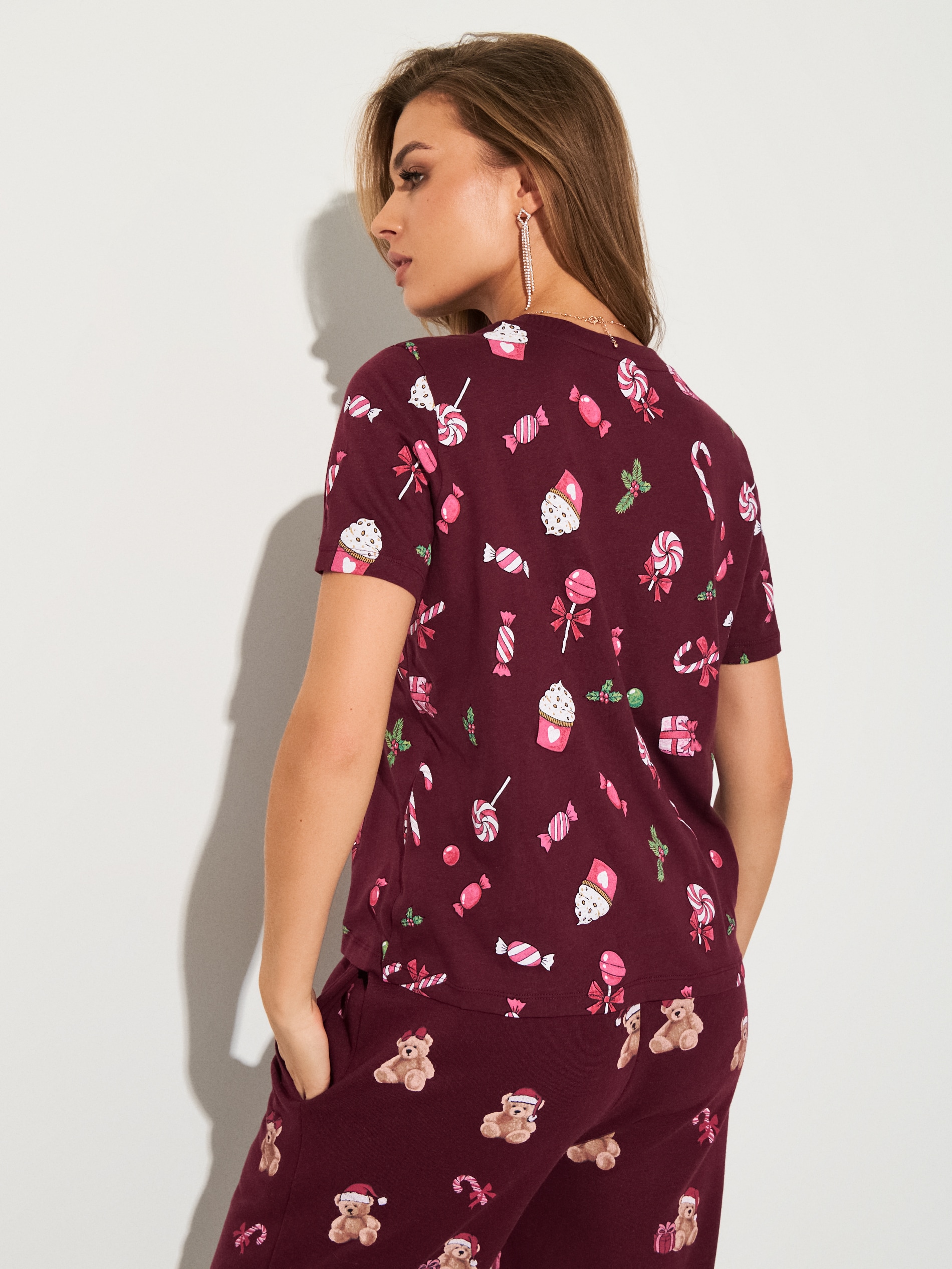 Sinsay - Βαμβακερό μπλουζάκι - μπορντο φωτογραφία