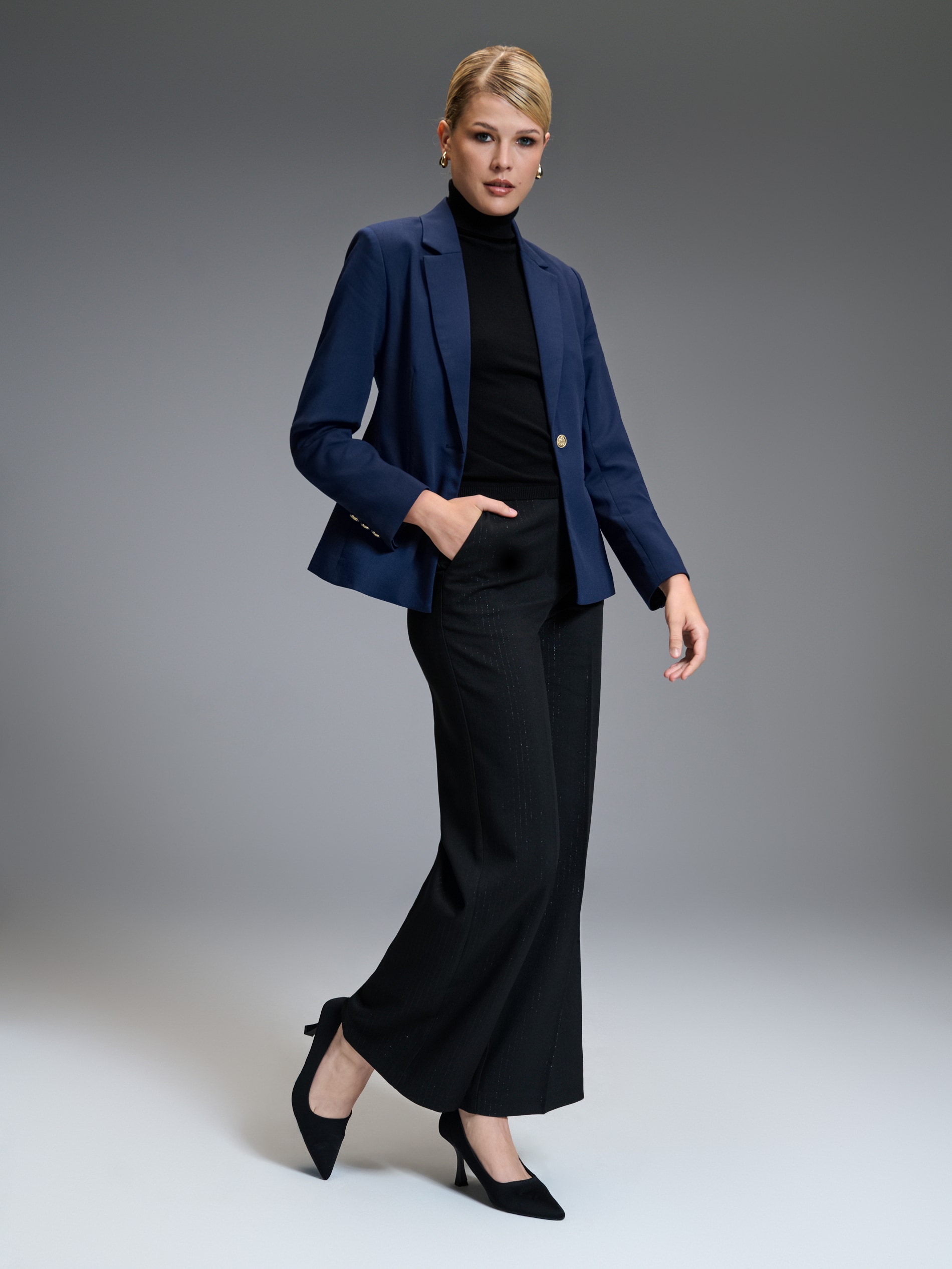 Sinsay - Blazer Cu Un Singur Nasture - Bleumarin