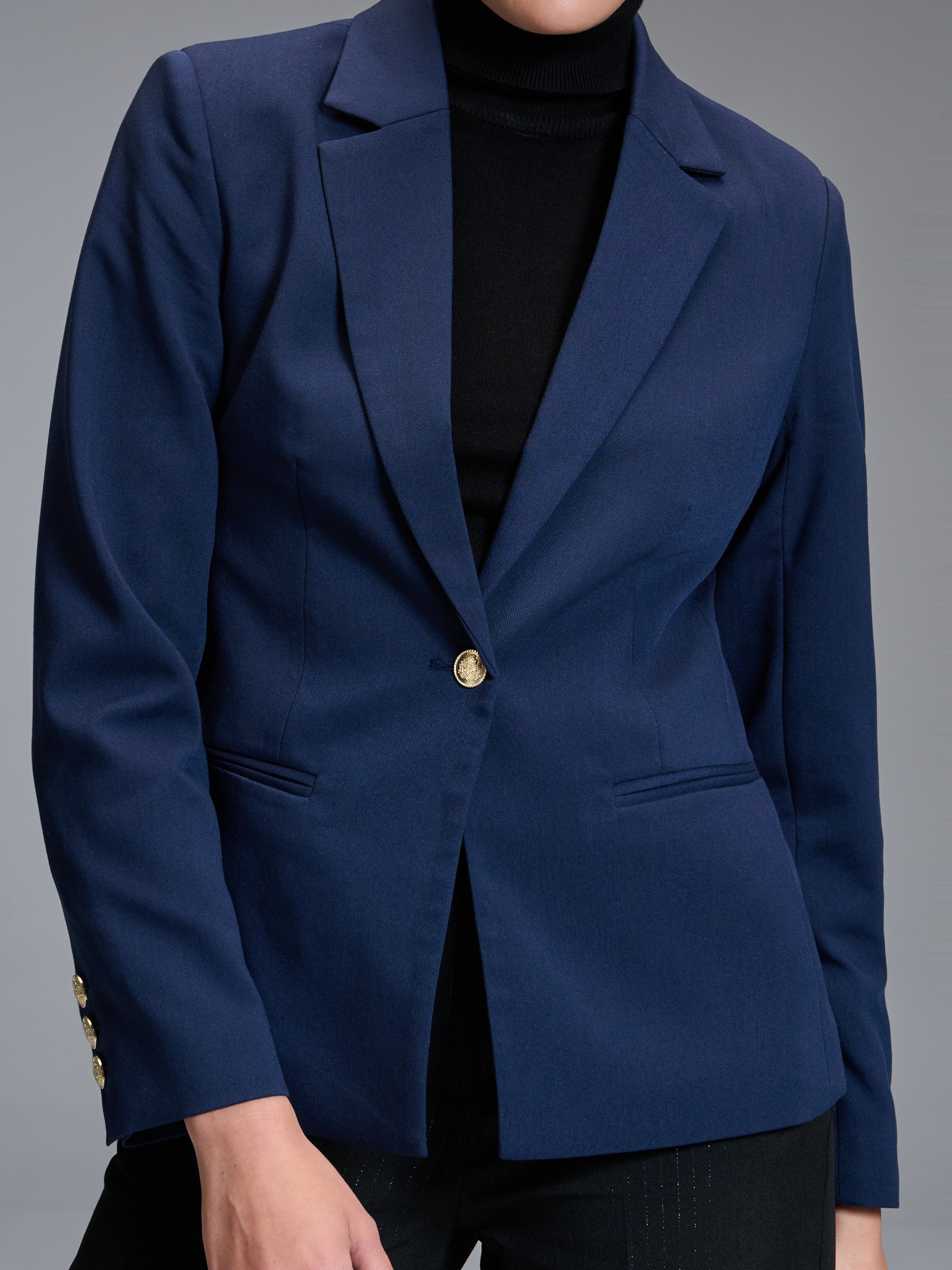 Sinsay - Blazer Cu Un Singur Nasture - Bleumarin