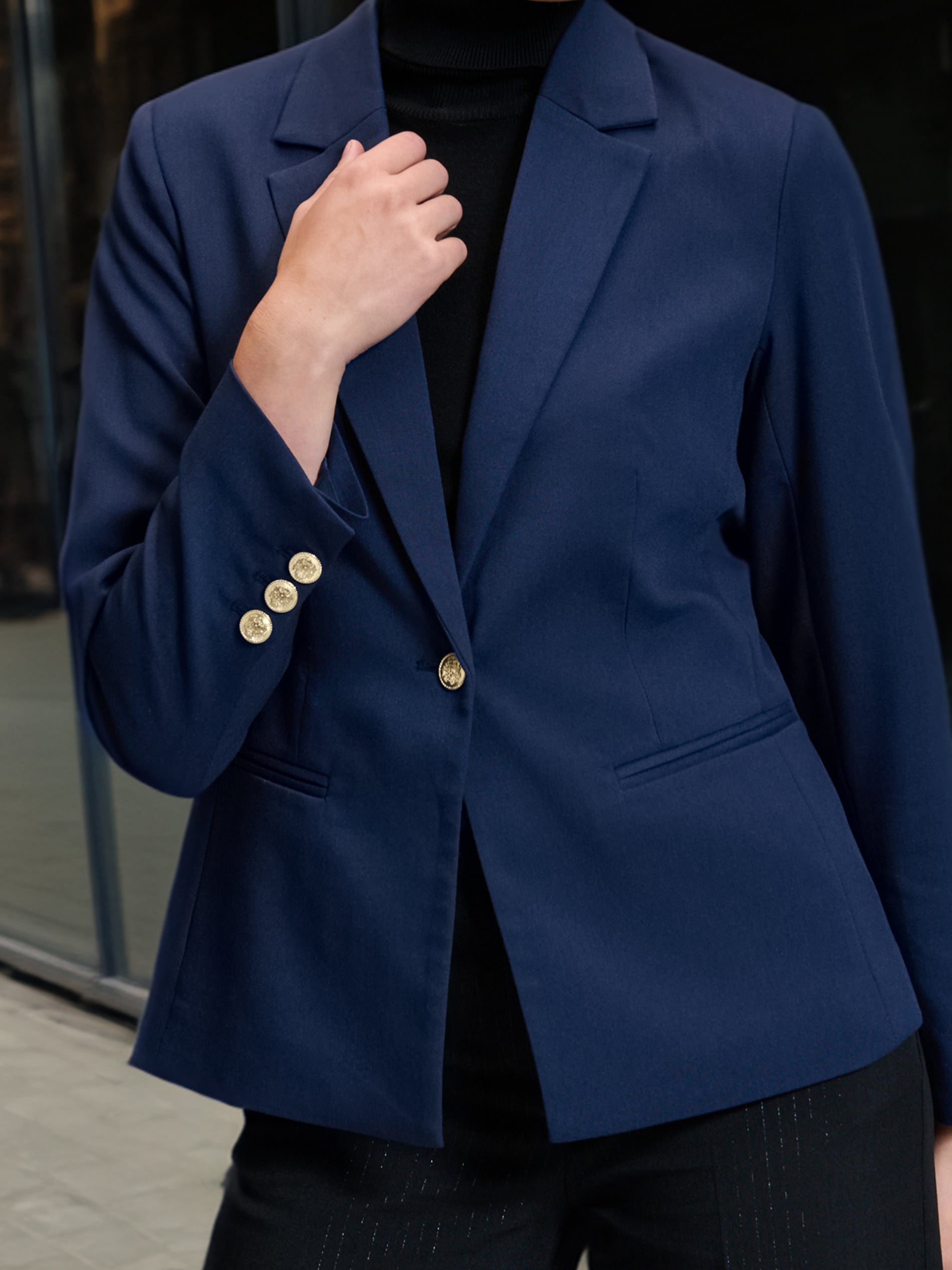 Sinsay - Blazer Cu Un Singur Nasture - Bleumarin