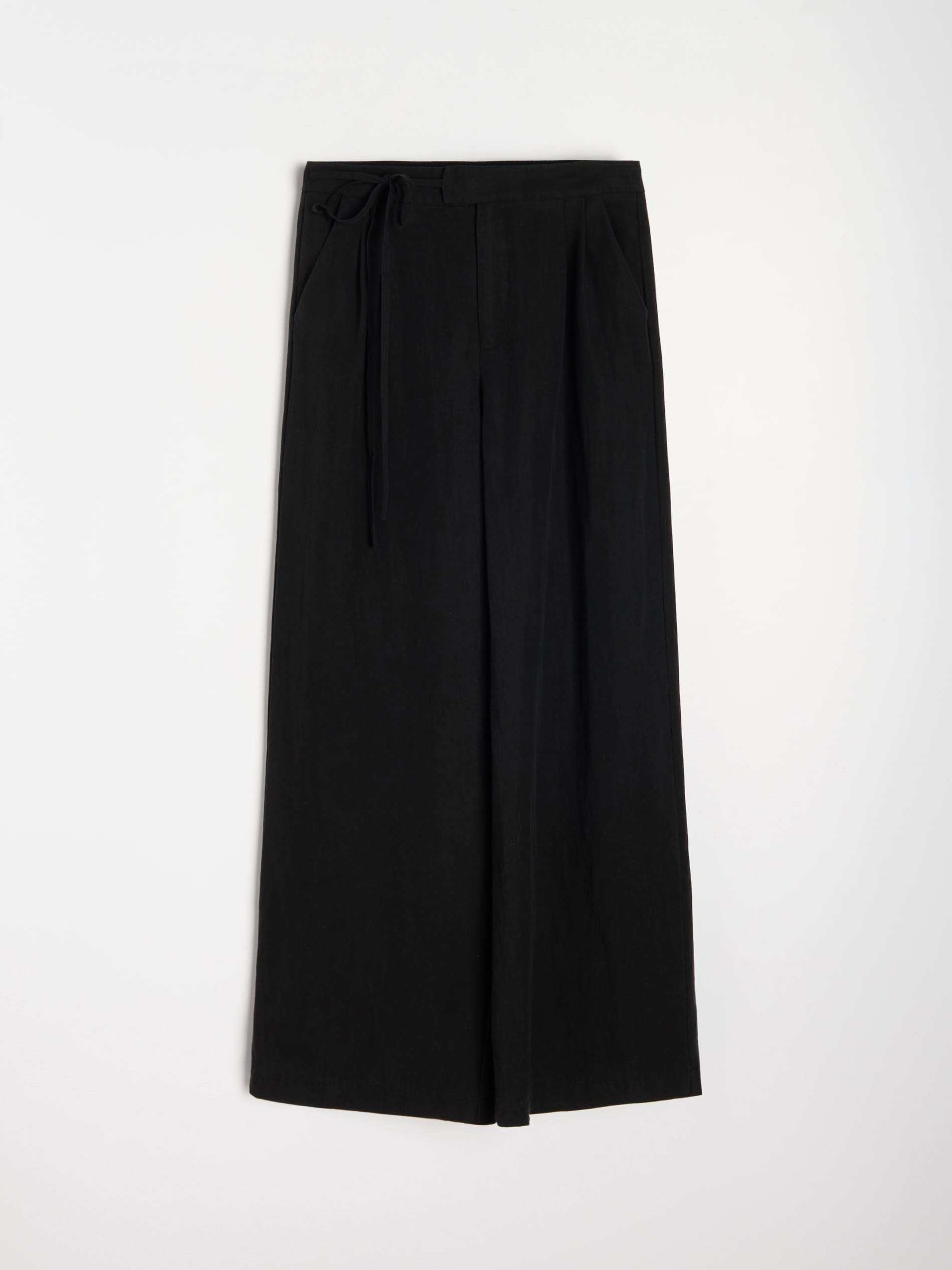 Sinsay - Spodnie wide leg z domieszką lnu - czarny