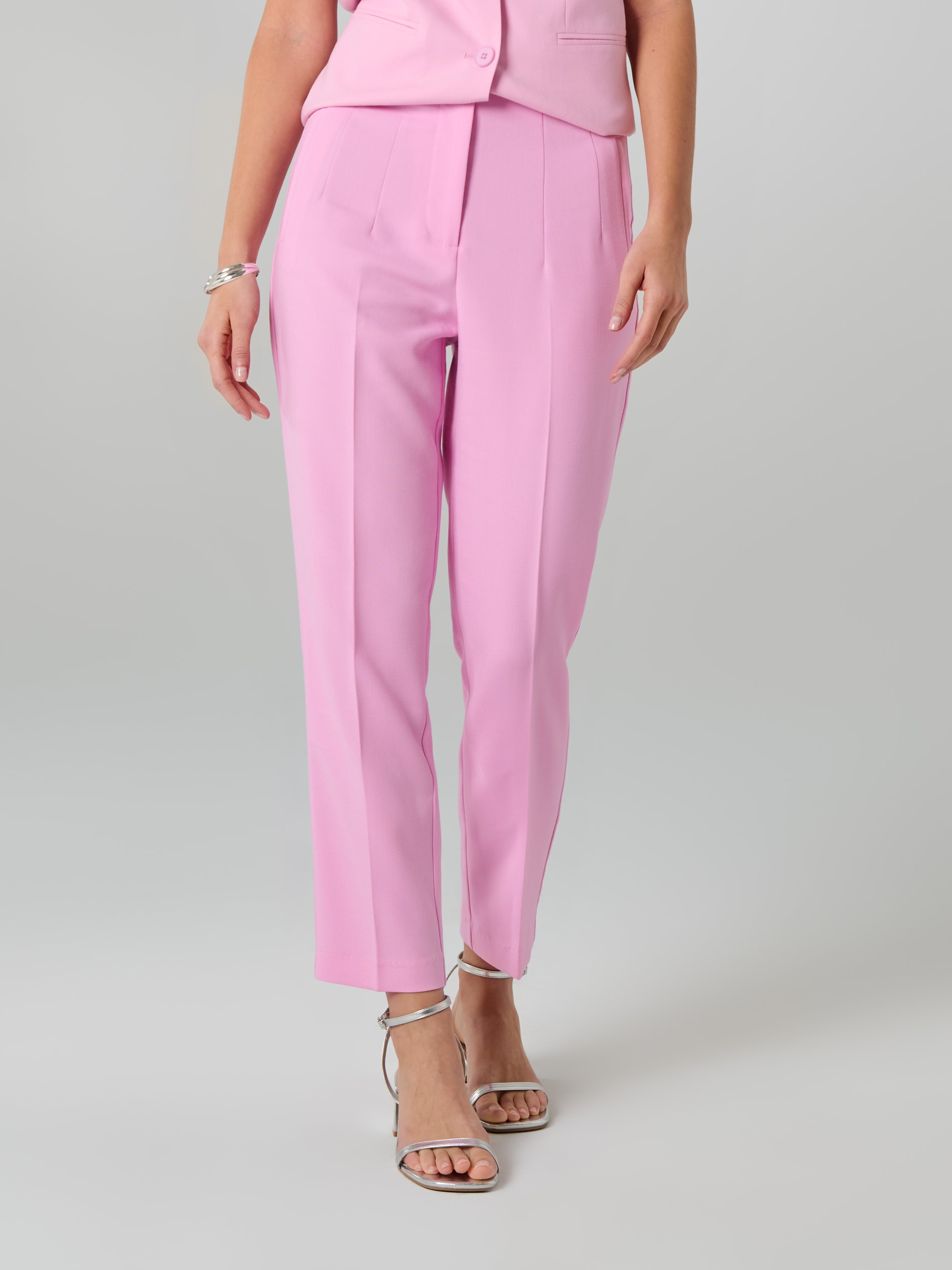 Sinsay - Spodnie cygaretki z domieszką wiskozy - różowy