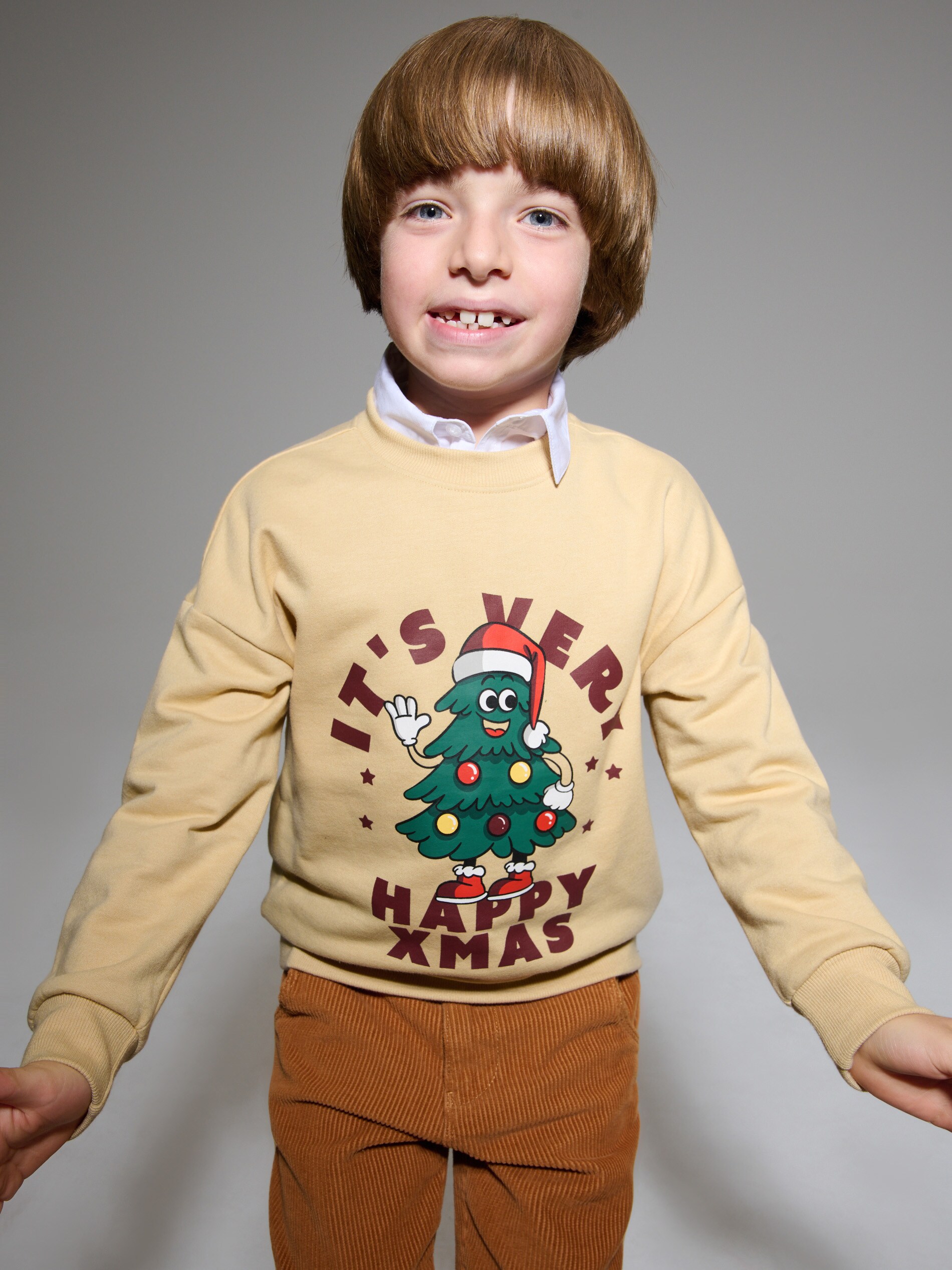 Sinsay - Μπλούζα με εορταστικό θέμα - μπεζ φωτογραφία