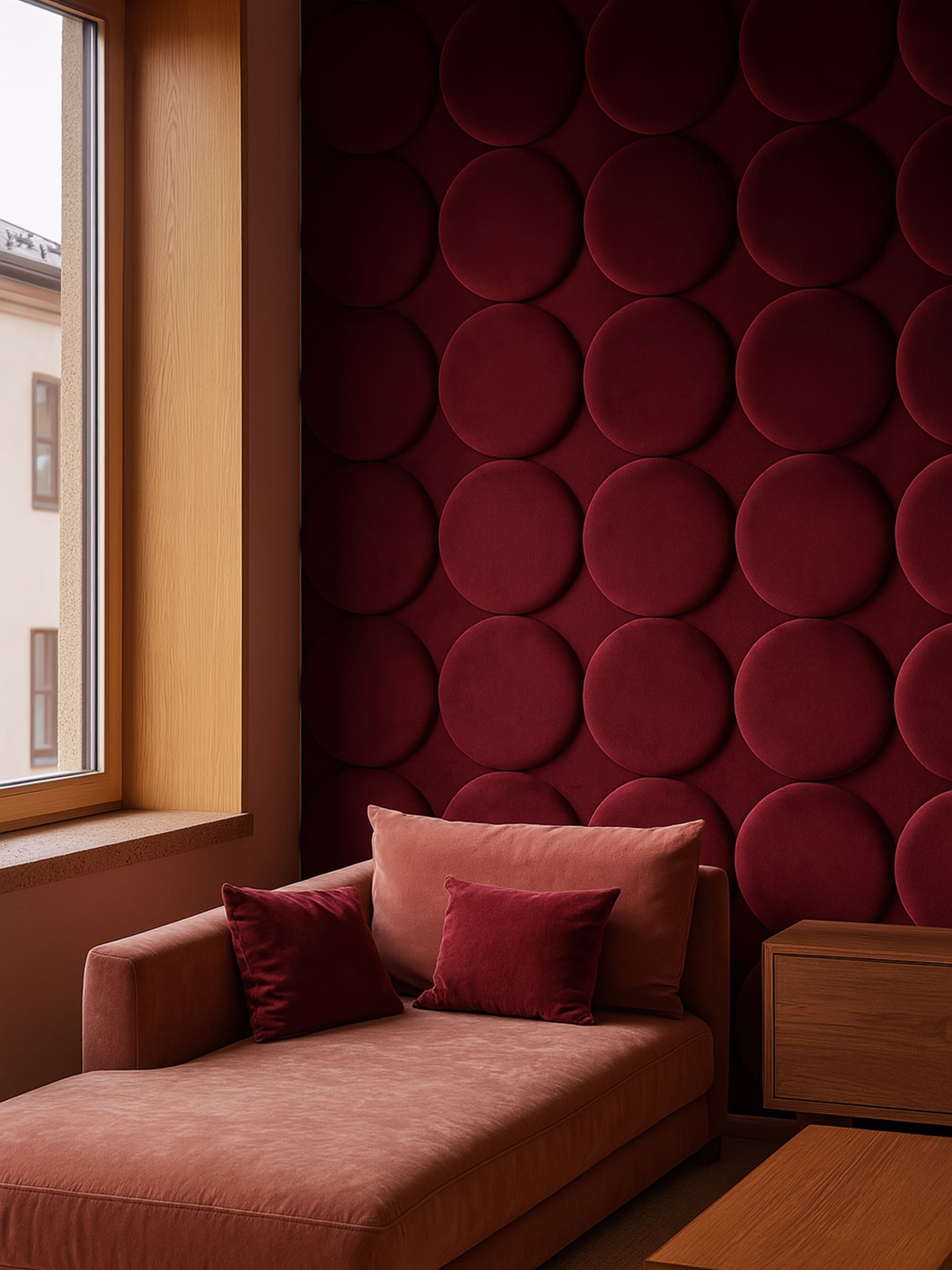 Sinsay - Ταπετσαρισμένο πάνελ με βελούδινη επένδυση - μπορντο φωτογραφία