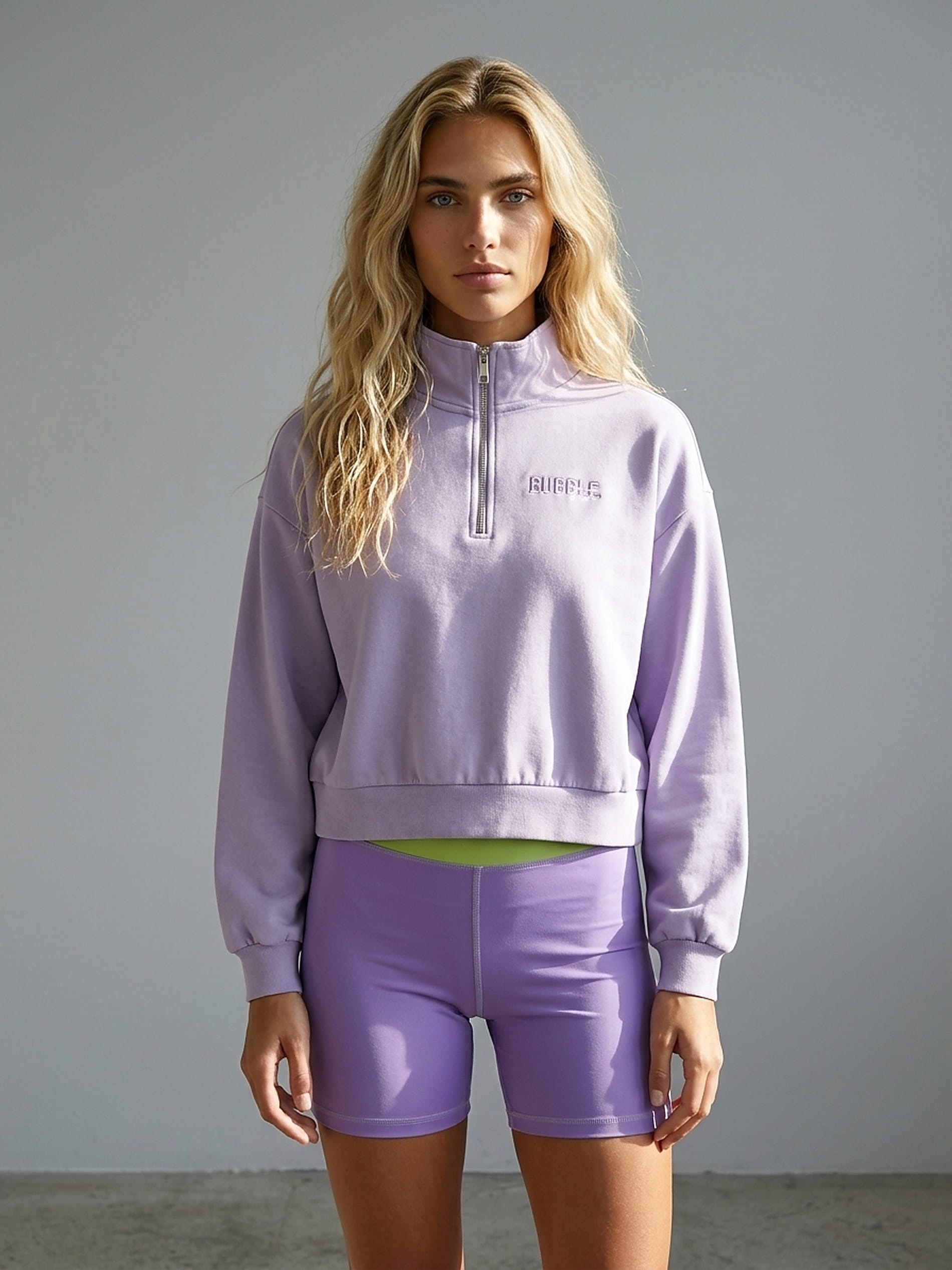 Sinsay - Bluza half-zip z haftowanym napisem z bawełną - fioletowy