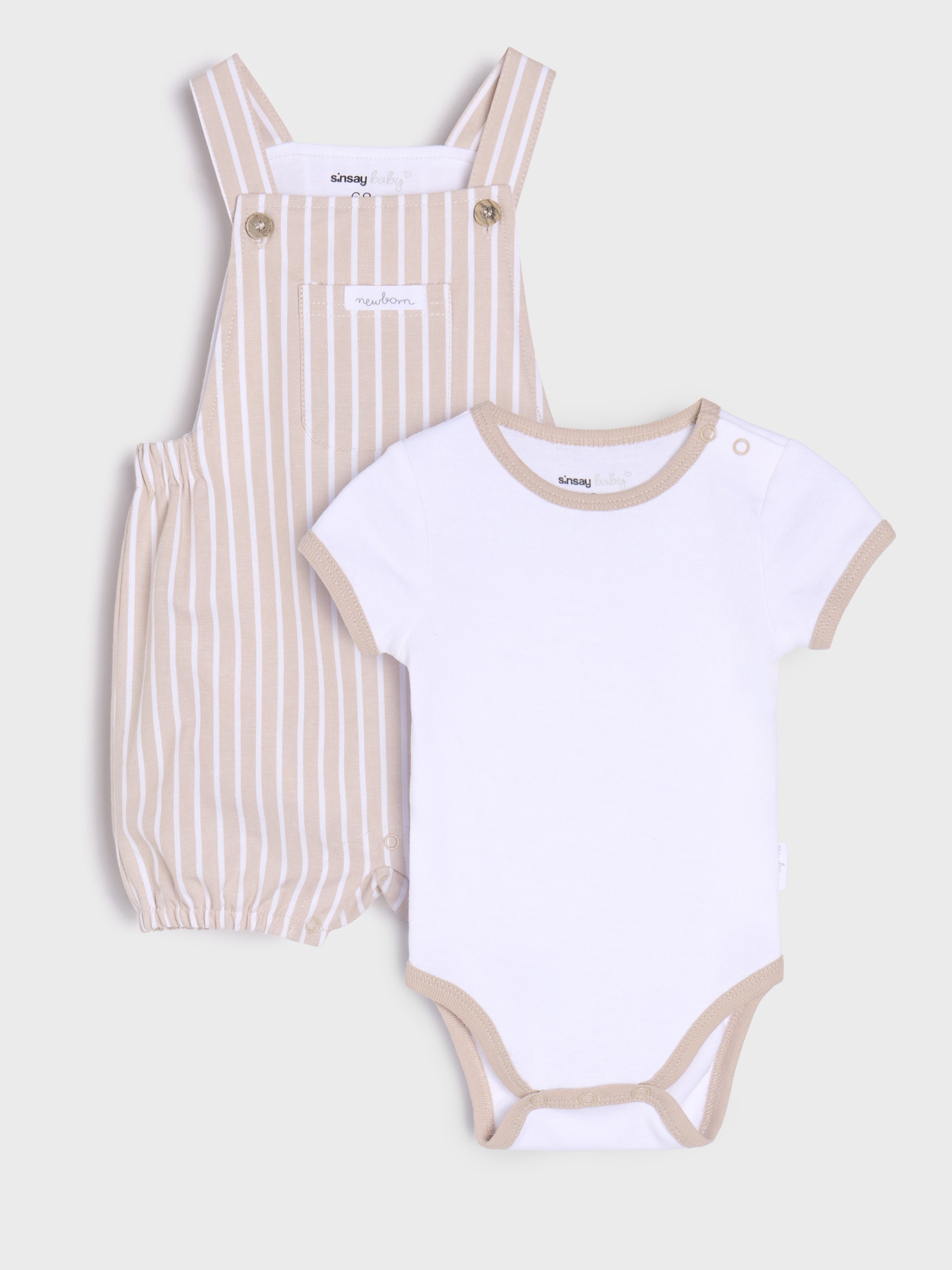 Sinsay - Bawełniany komplet: body i ogrodniczki - wielobarwny