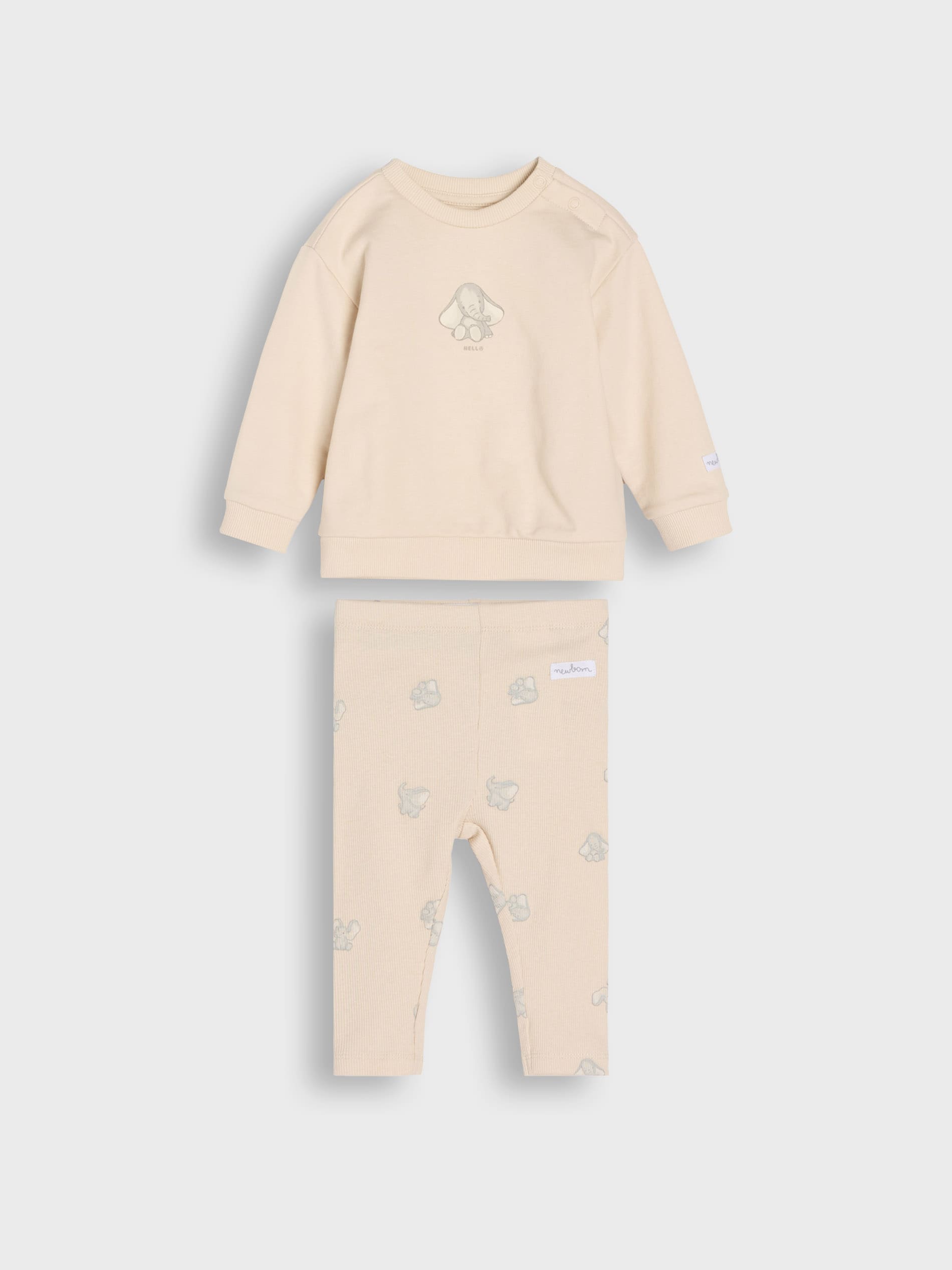 Sinsay - Bawełniany komplet z motywem słoni - kremowy