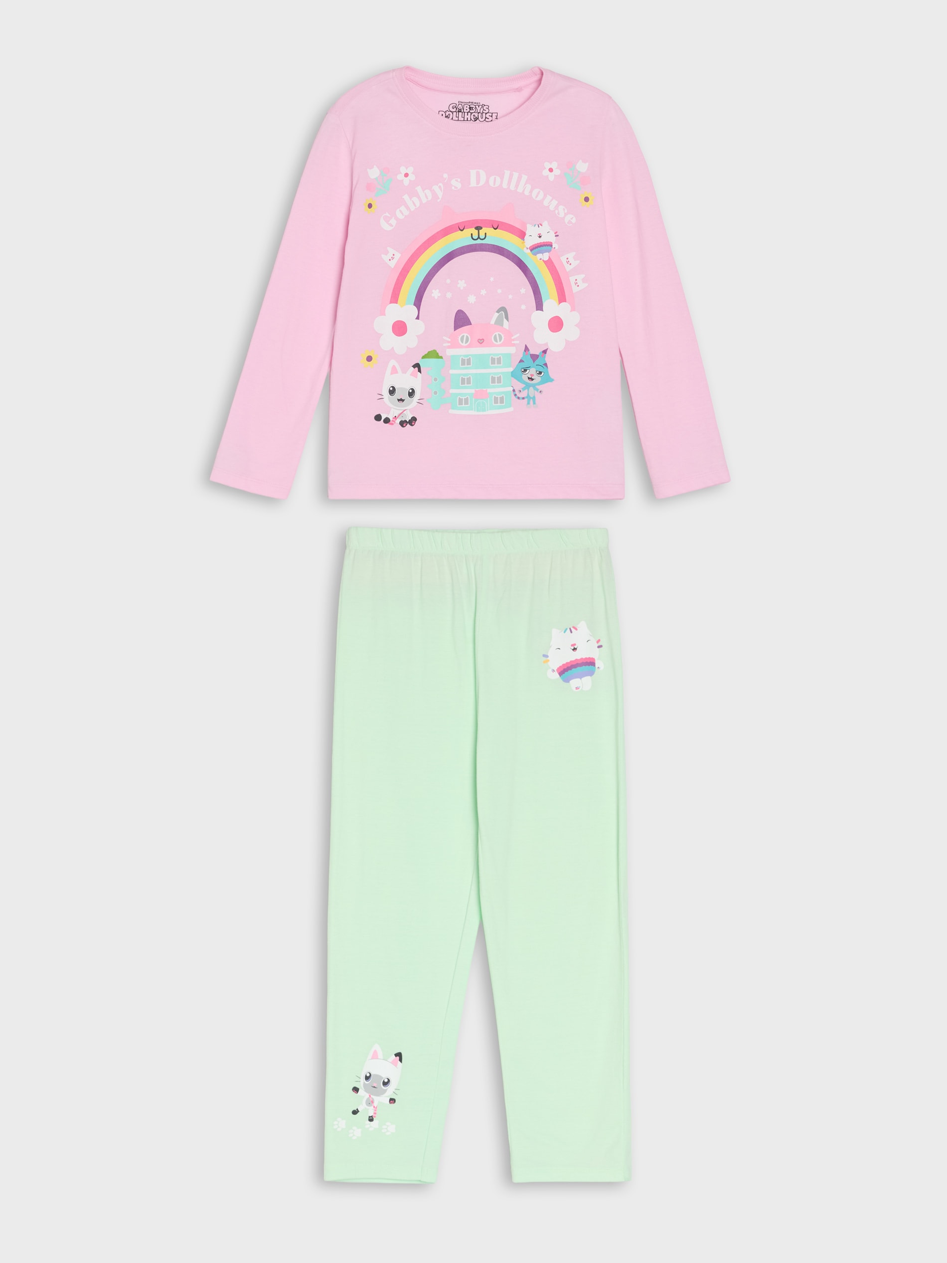 Sinsay - Bawełniana piżama dwuczęściowa z nadrukiem Gabby's Dollhouse - różowy