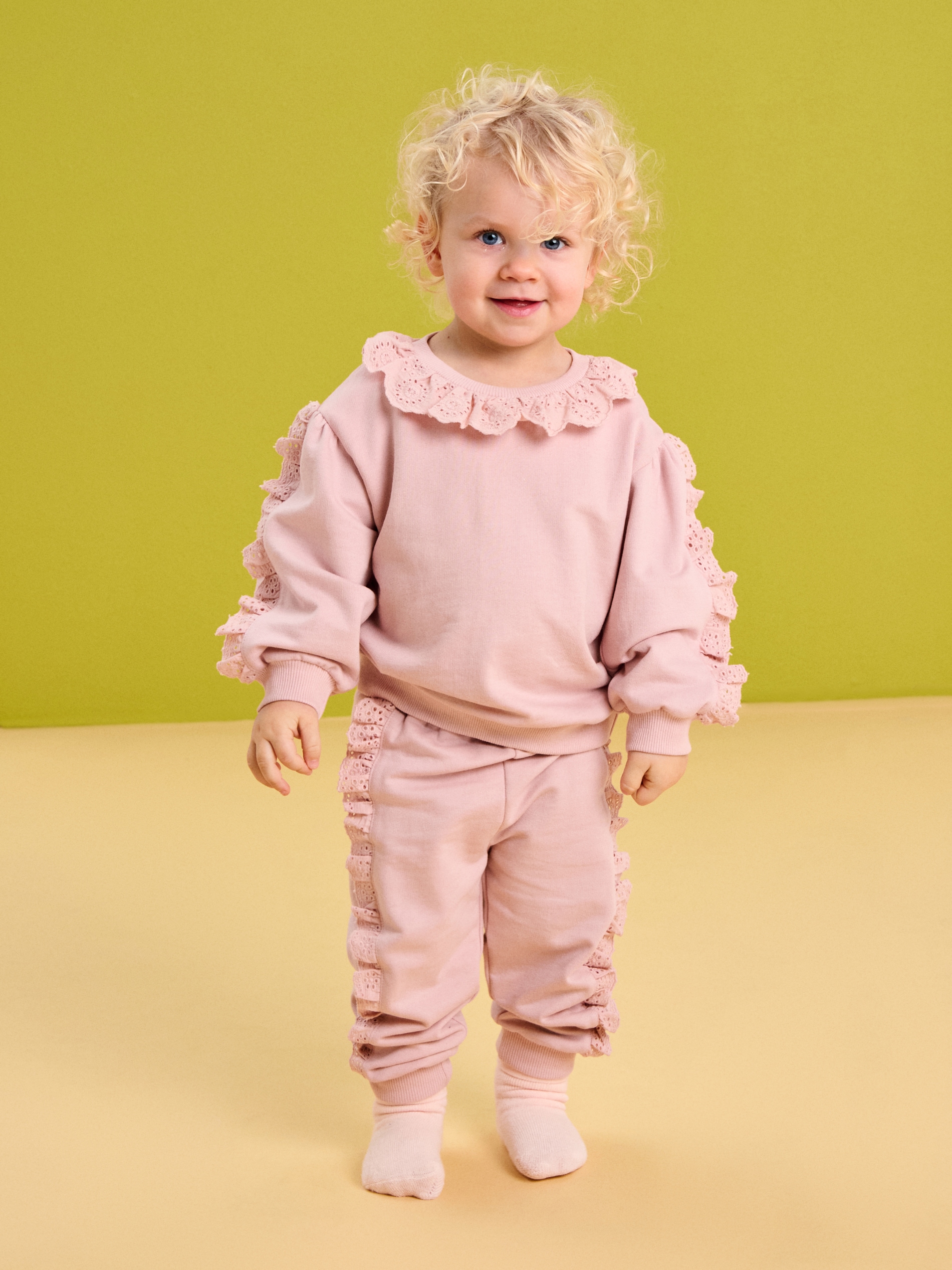 Sinsay - Bawełniany komplet: bluza i spodnie - różowy