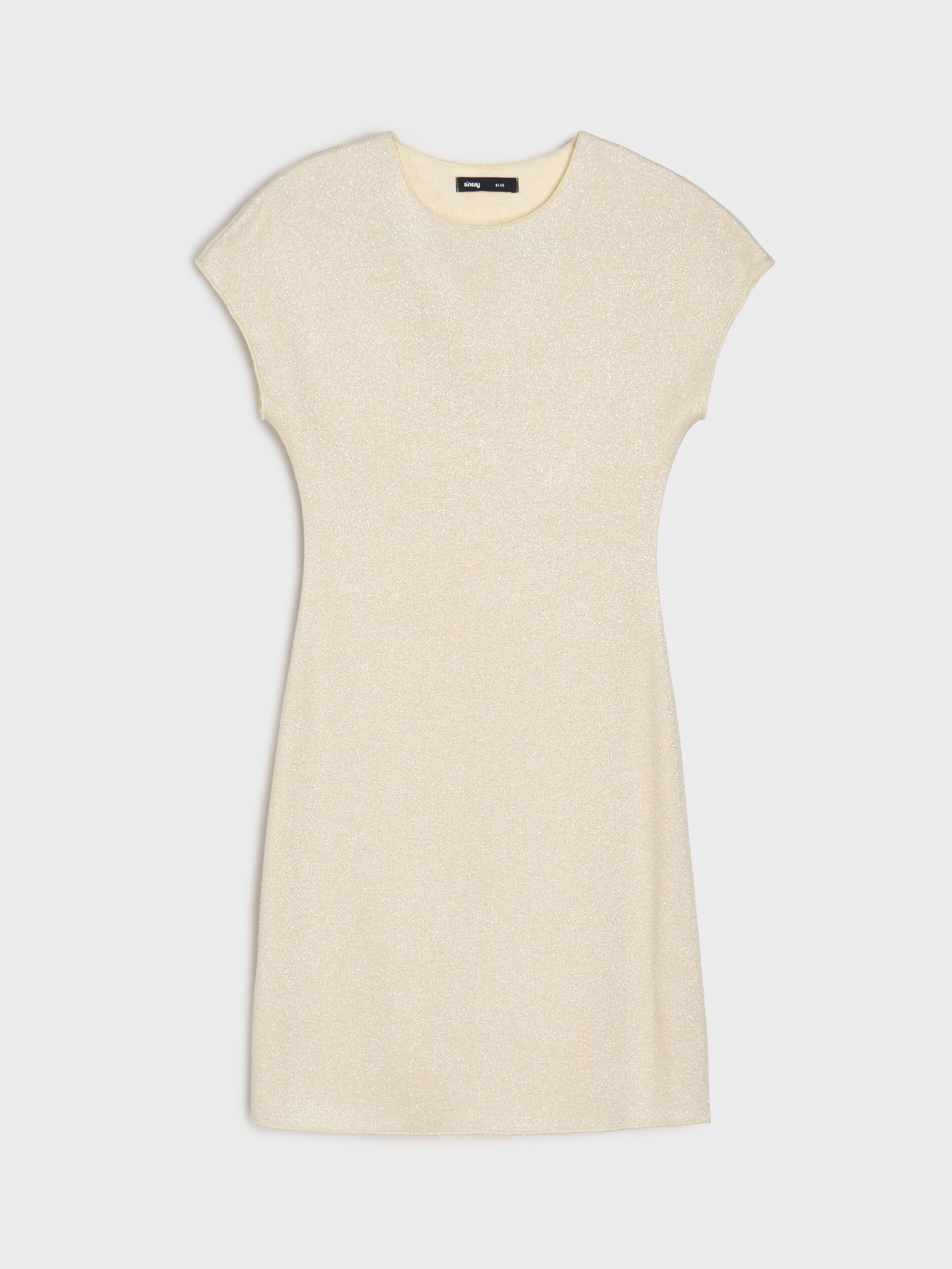 Sinsay - Μίνι φόρεμα με μεταλλική κλωστή - κρεμ φωτογραφία