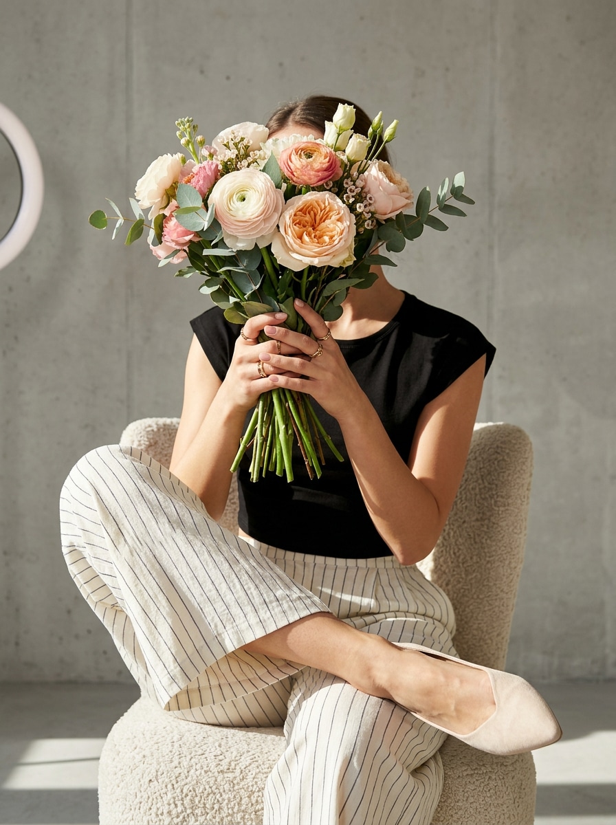 Sinsay - Spodnie wide leg w pionowe paski z wiskozą i domieszką lnu - biały