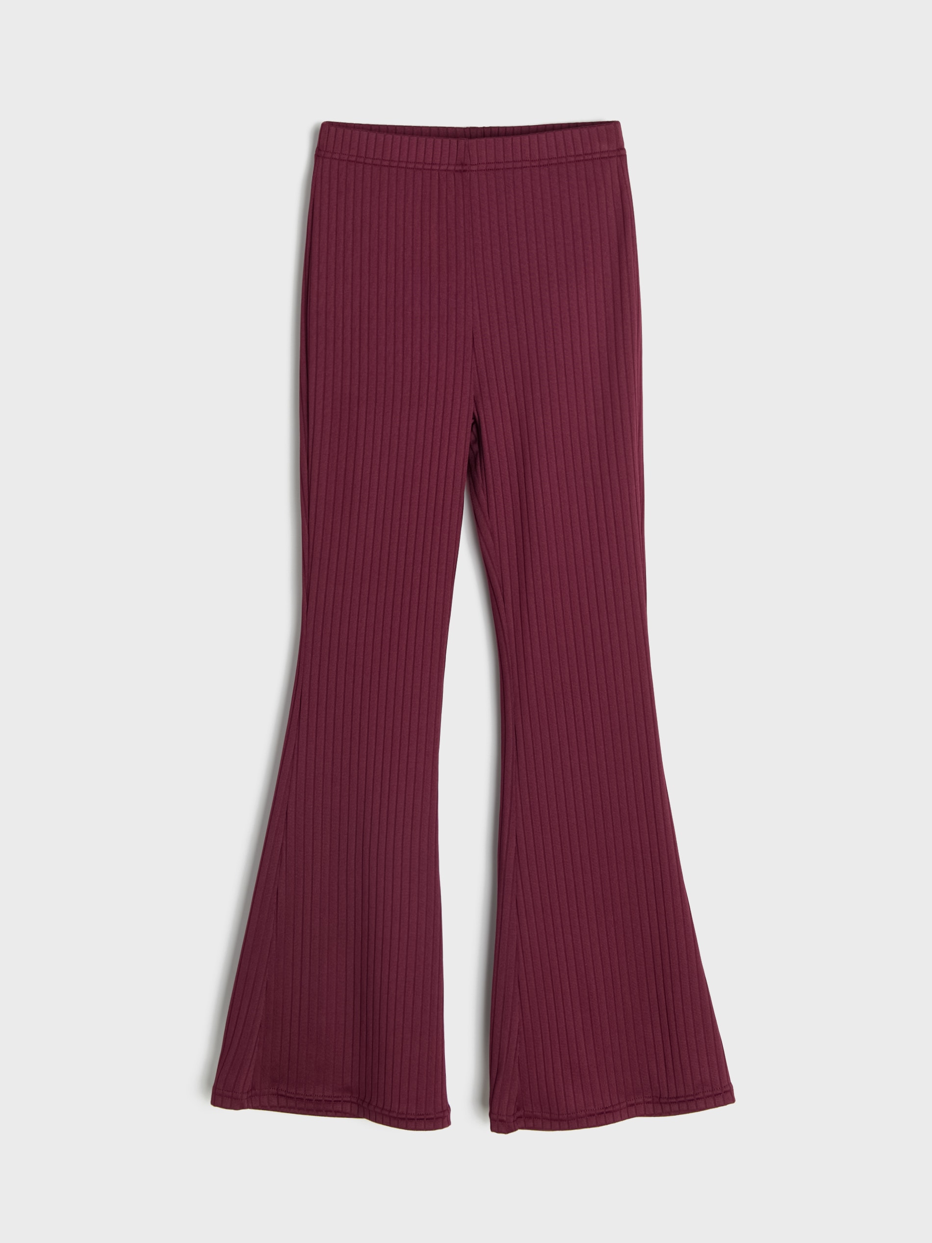 Sinsay - Prążkowane legginsy flare - bordowy
