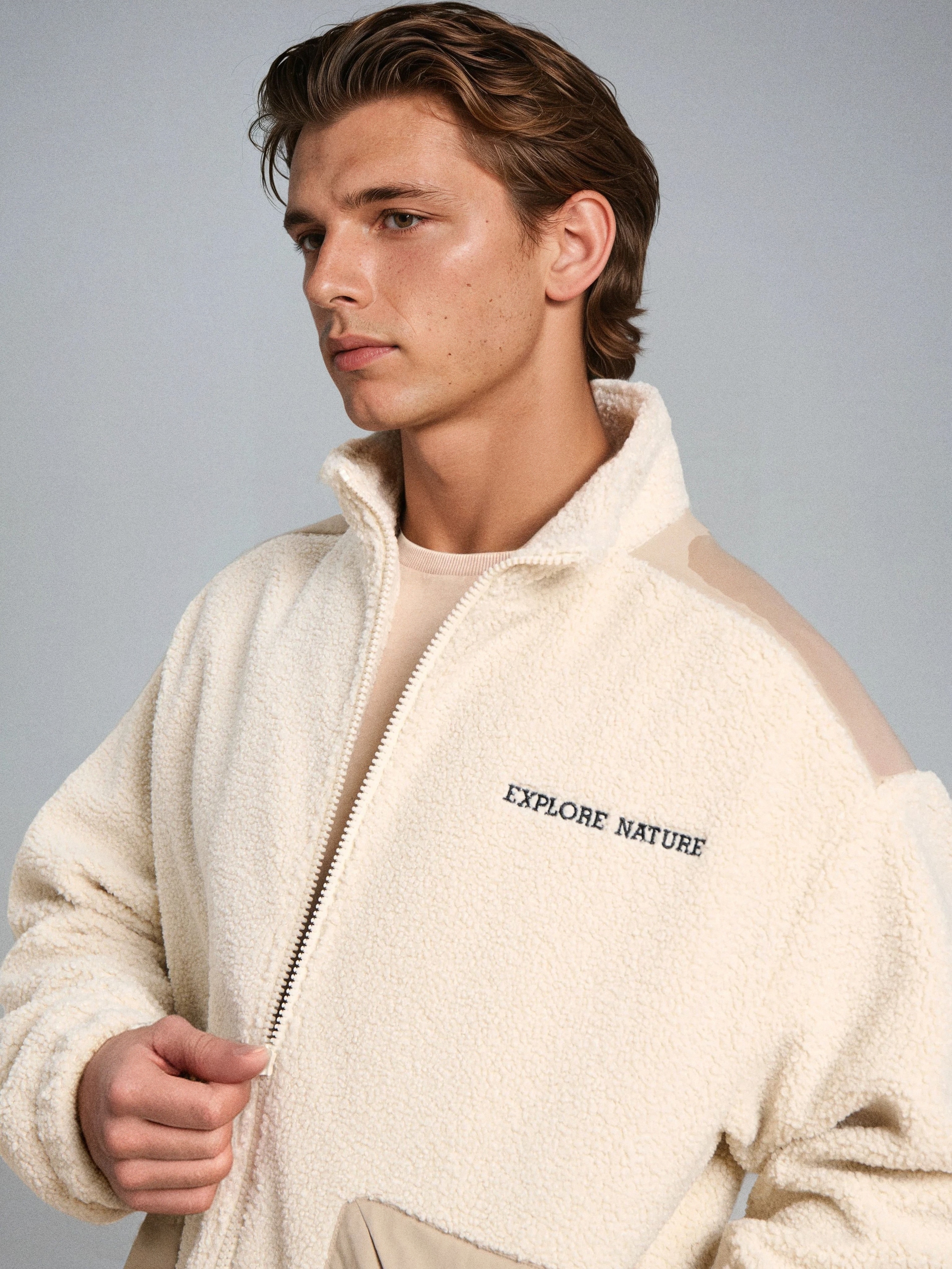 Sinsay - Φούτερ με στρογγυλή λαιμόκοψη - μπεζ φωτογραφία