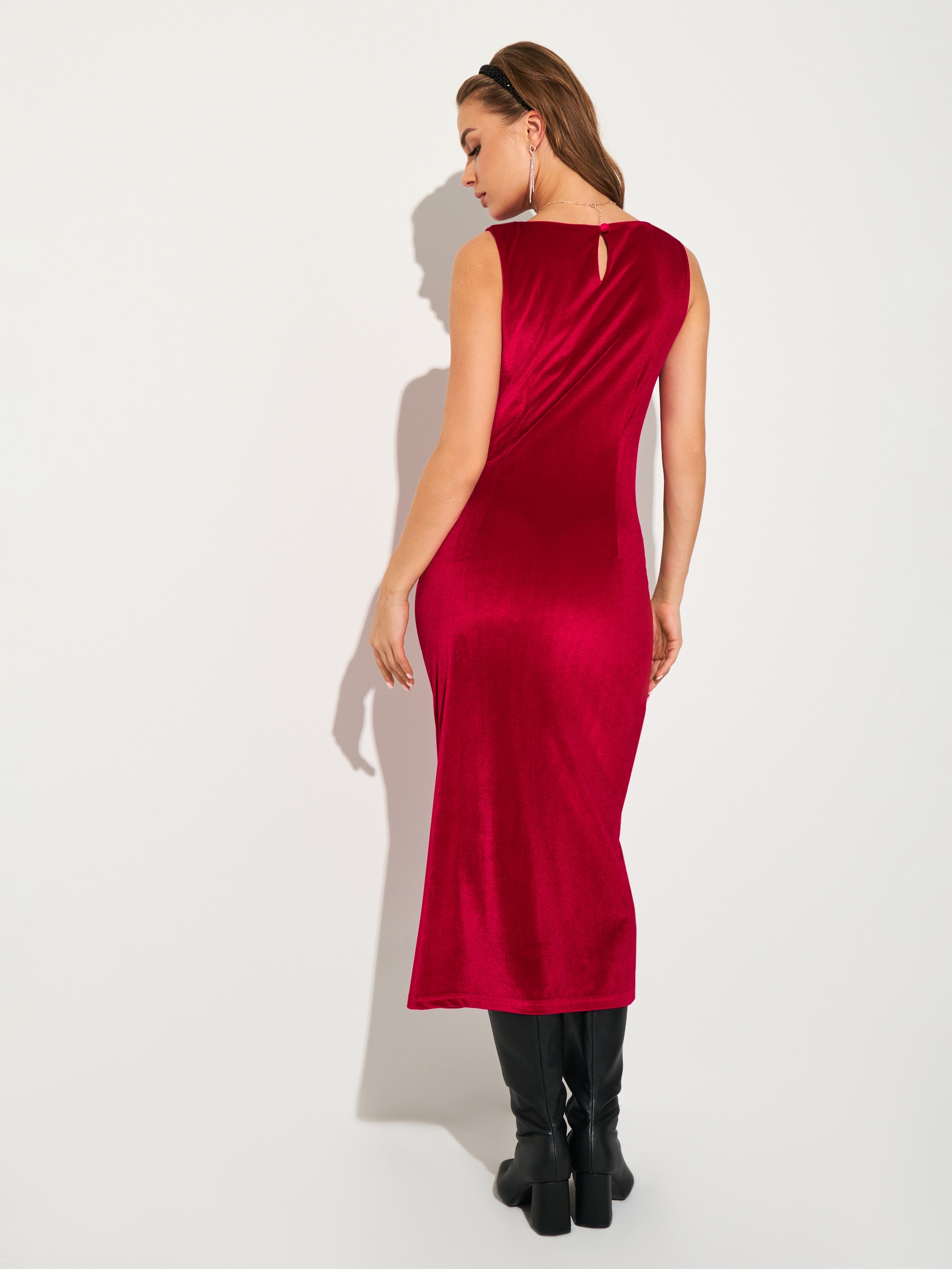 Sinsay - Βελούρινο φόρεμα με ντραπέ - κοκκινο φωτογραφία