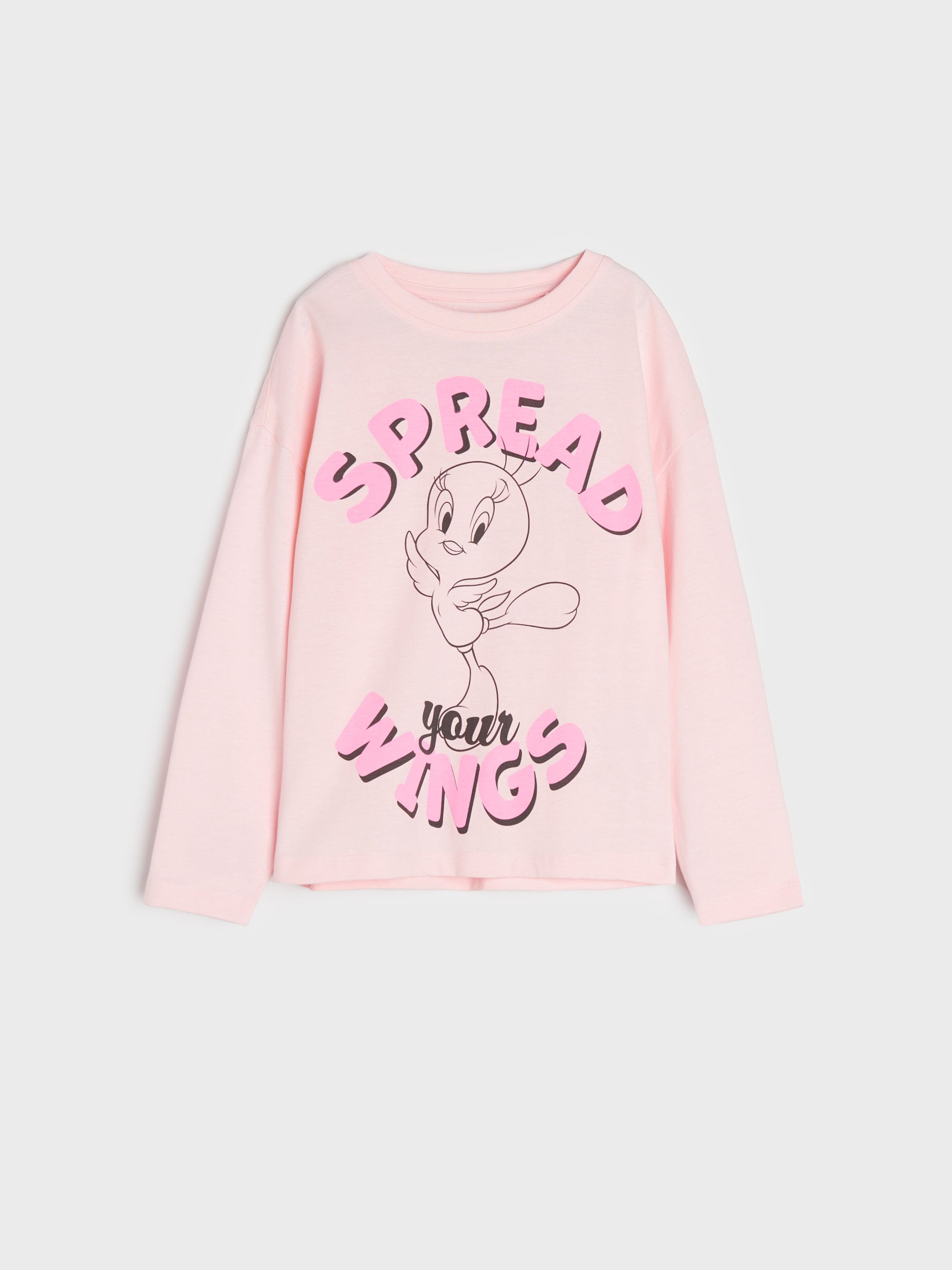 Sinsay - Tricou Looney Tunes Cu Mânecă Lungă - Roz-pastel