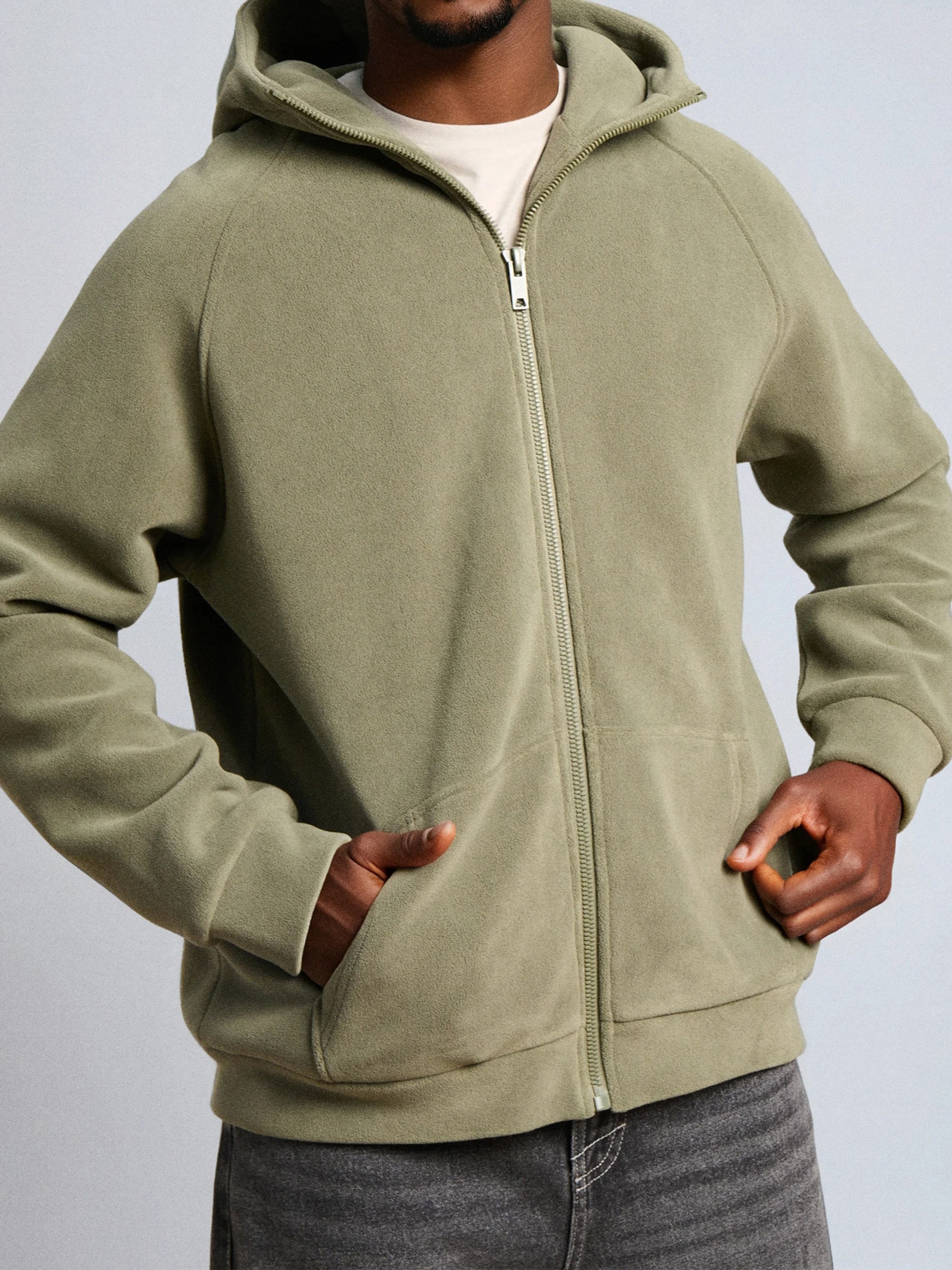 Sinsay - Bluza rozpinana z kapturem - zielony