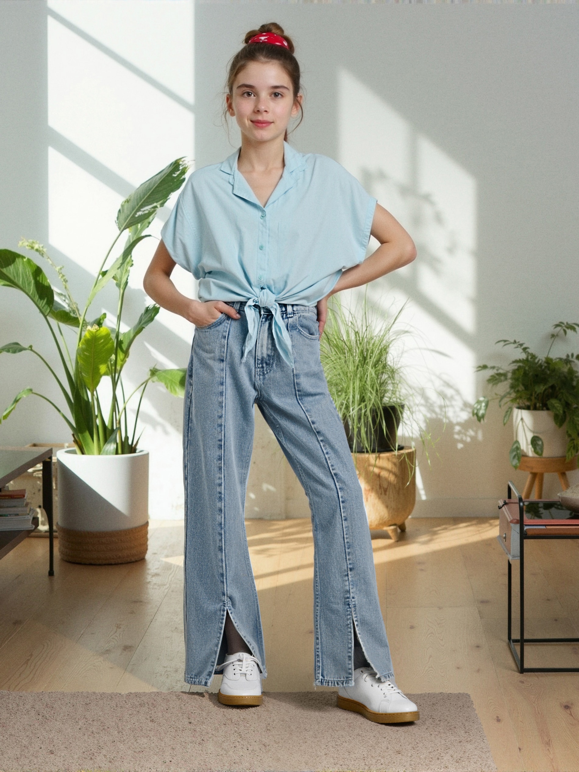 Sinsay - Jeansy z ozdobnymi przeszyciami - niebieski