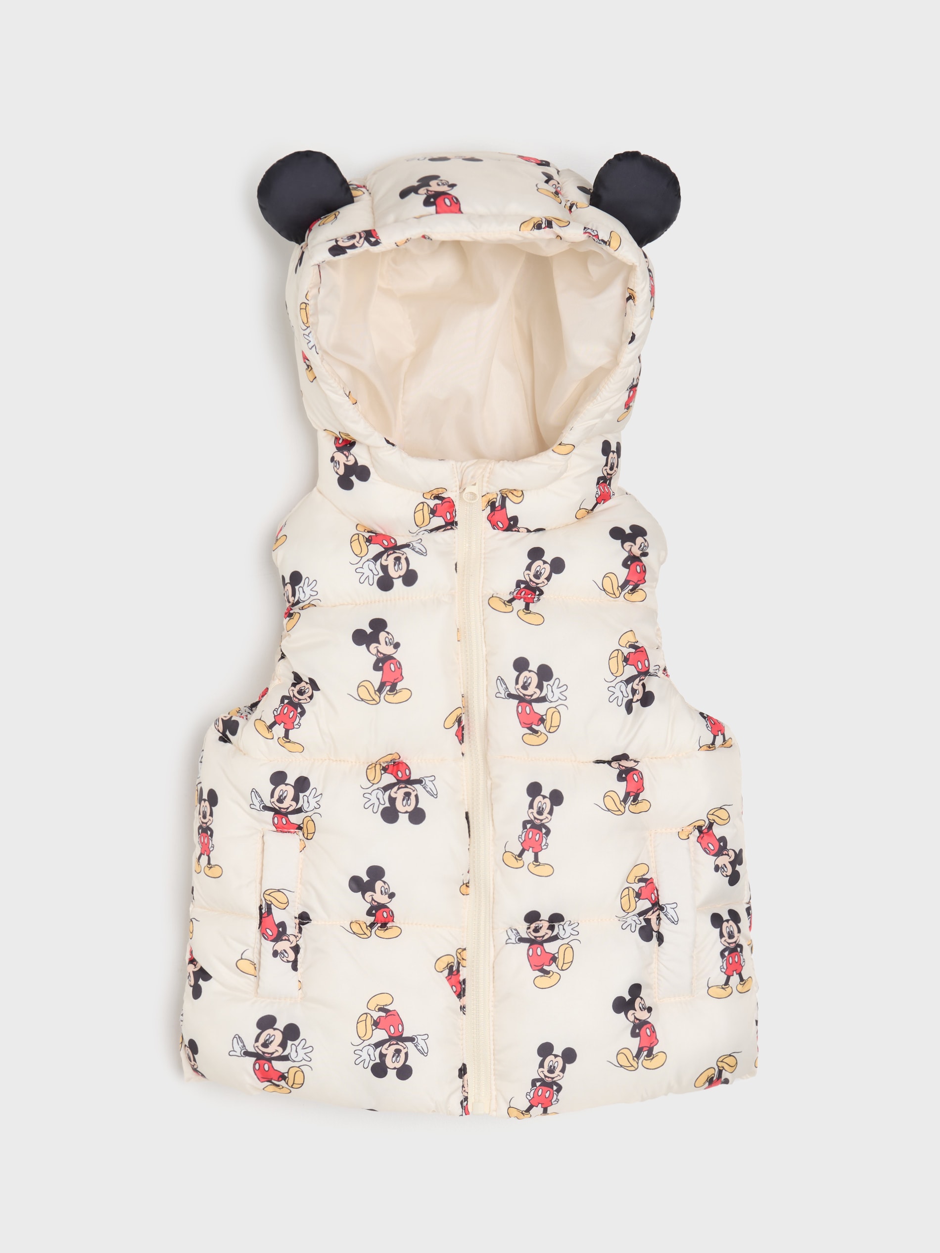 Sinsay - Pikowana kamizelka z elementami 3D Mickey Mouse - kremowy