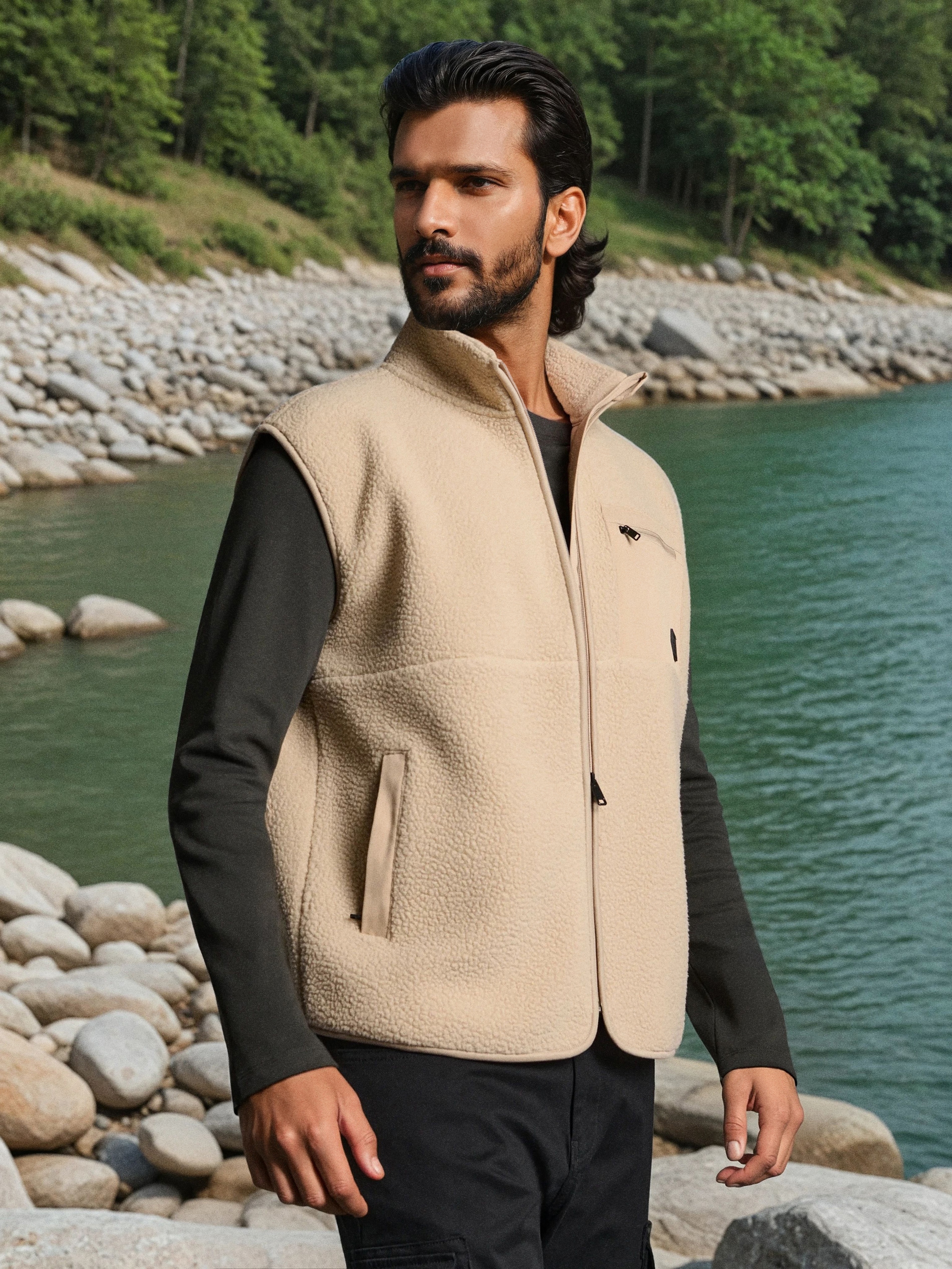 Sinsay - Φούτερ χωρίς μανίκια - μπεζ φωτογραφία