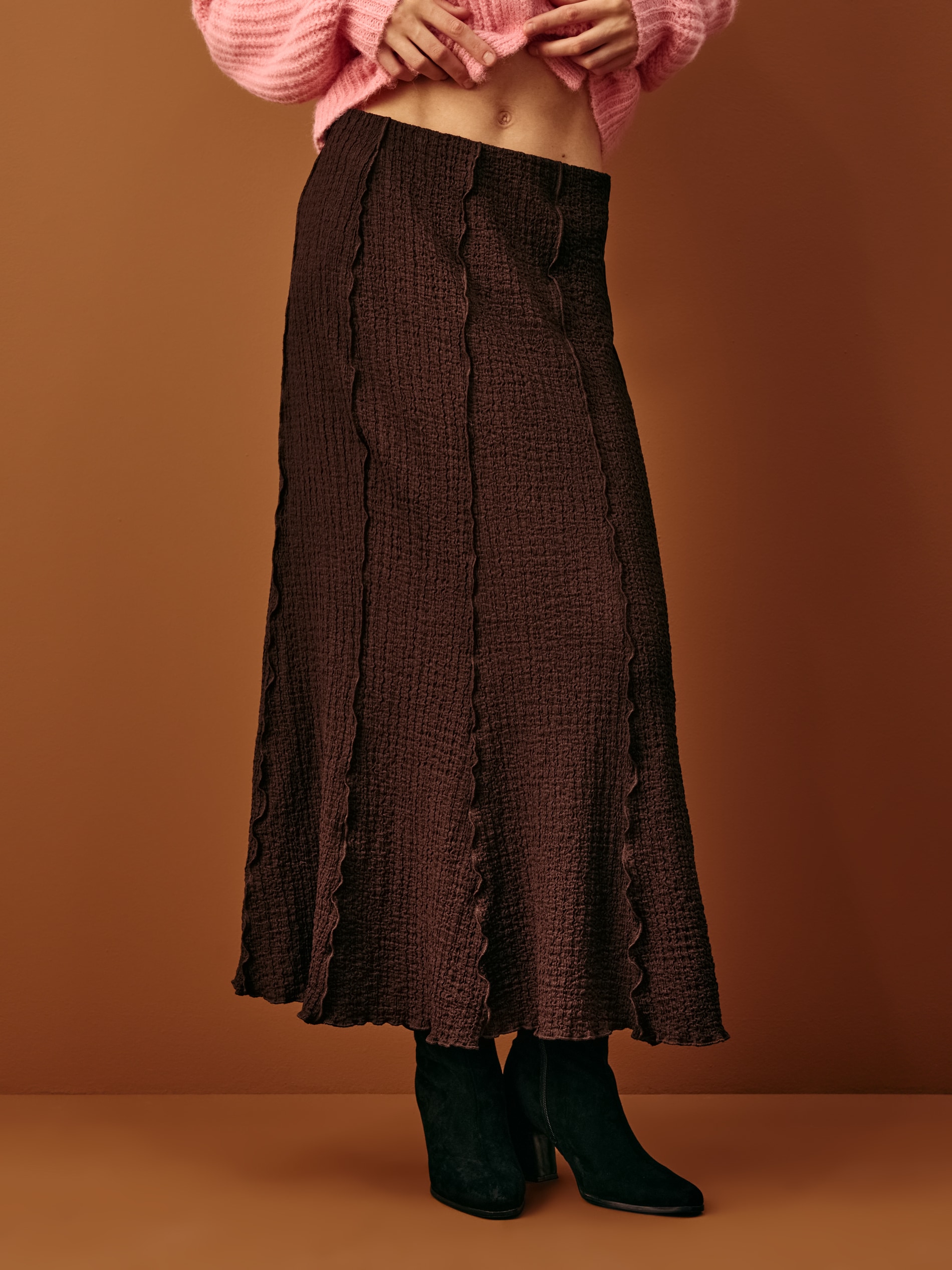 Sinsay - Midi φούστα - καφέ φωτογραφία