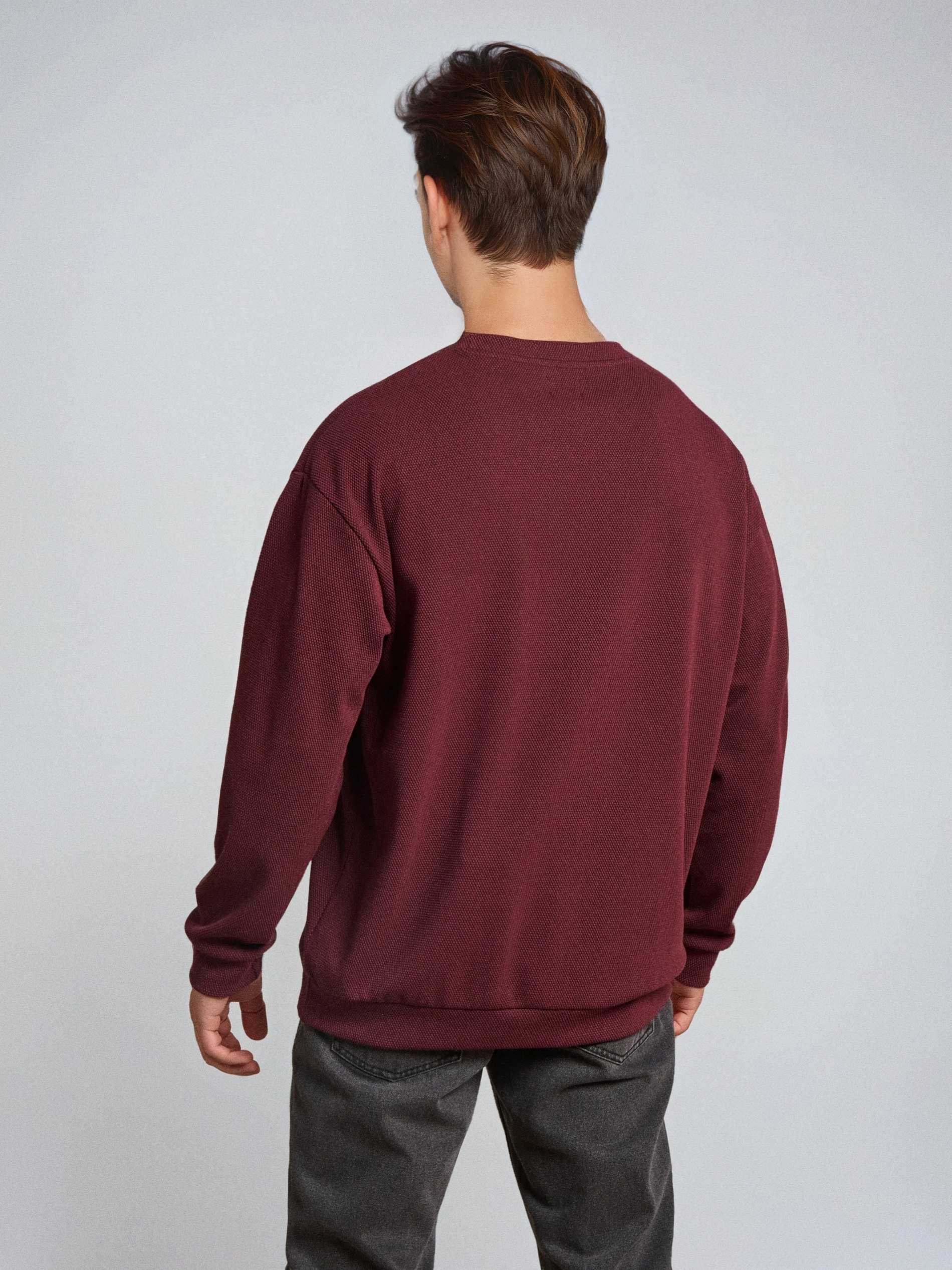 Sinsay - Φούτερ με στρογγυλή λαιμόκοψη - burgundy φωτογραφία