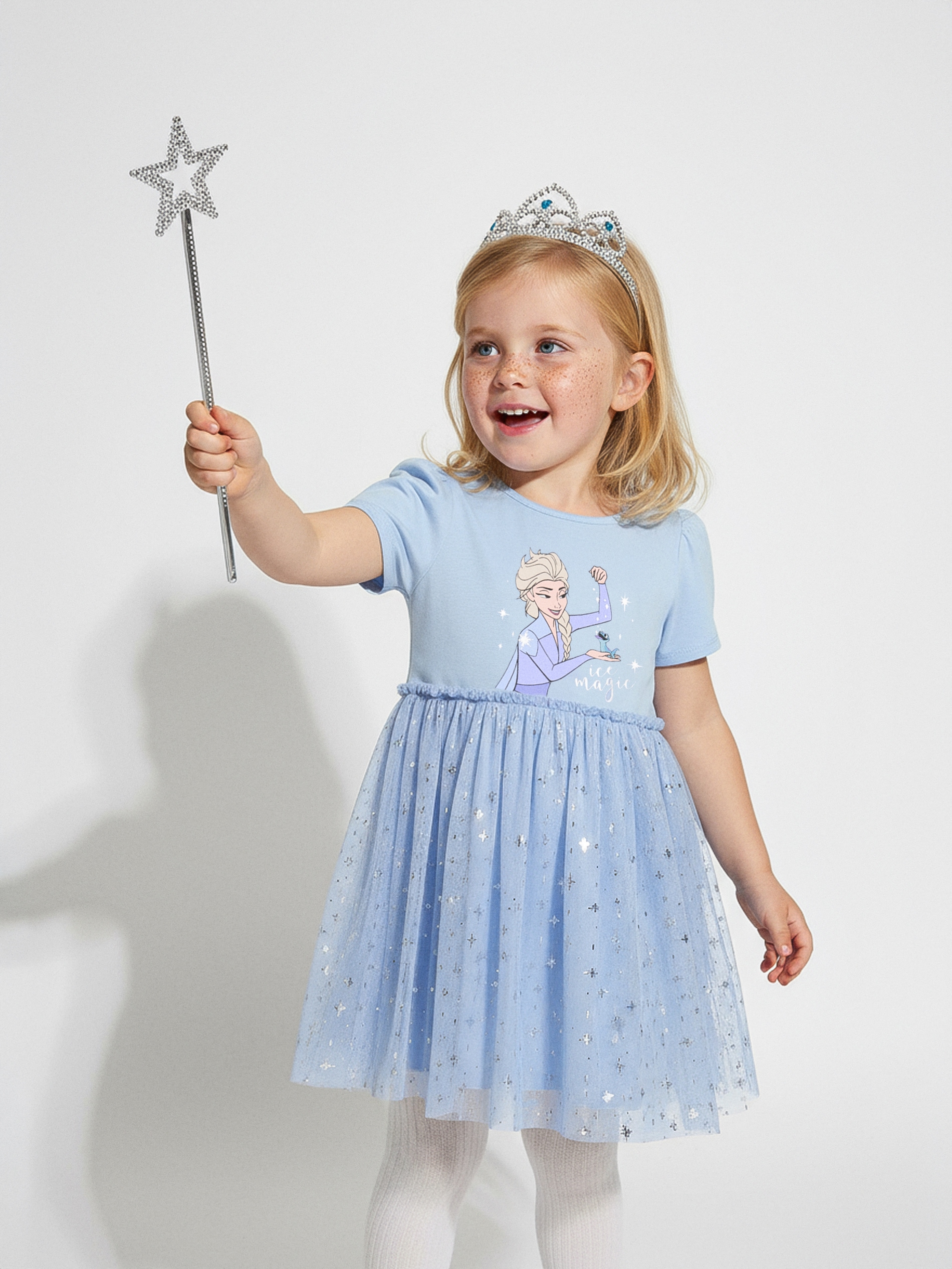 Sinsay - Bawełniana sukienka z tiulem Frozen - niebieski