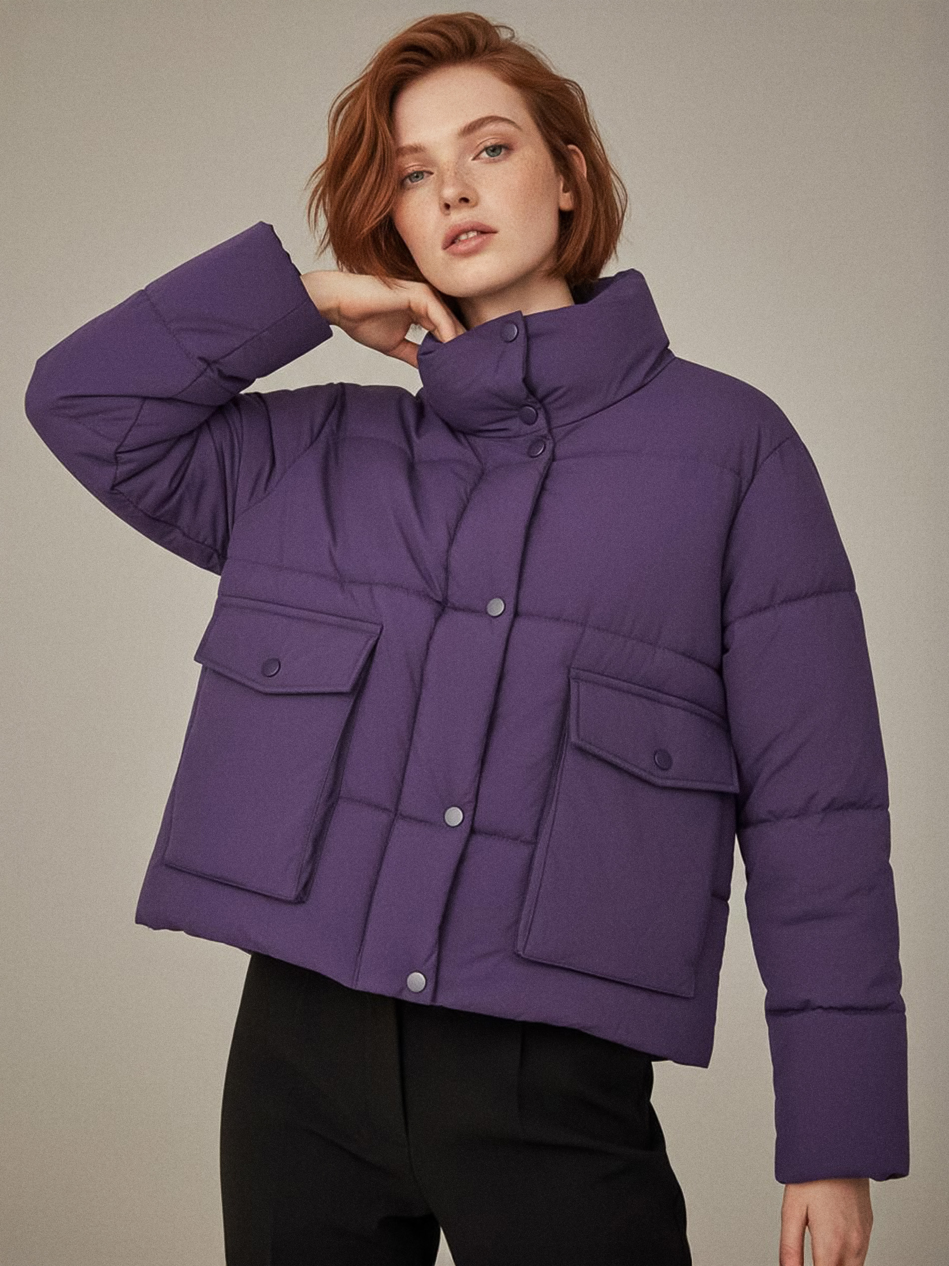 Sinsay - Pikowana kurtka puffer - fioletowy