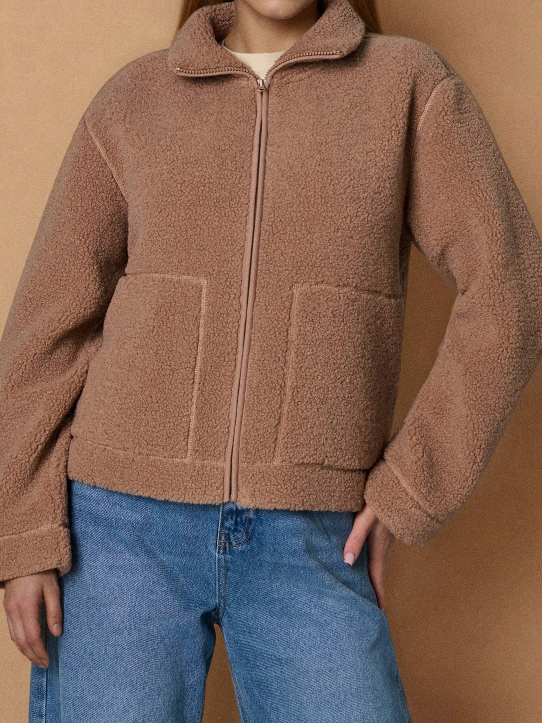 Sinsay - Bluza sherpa - brązowy