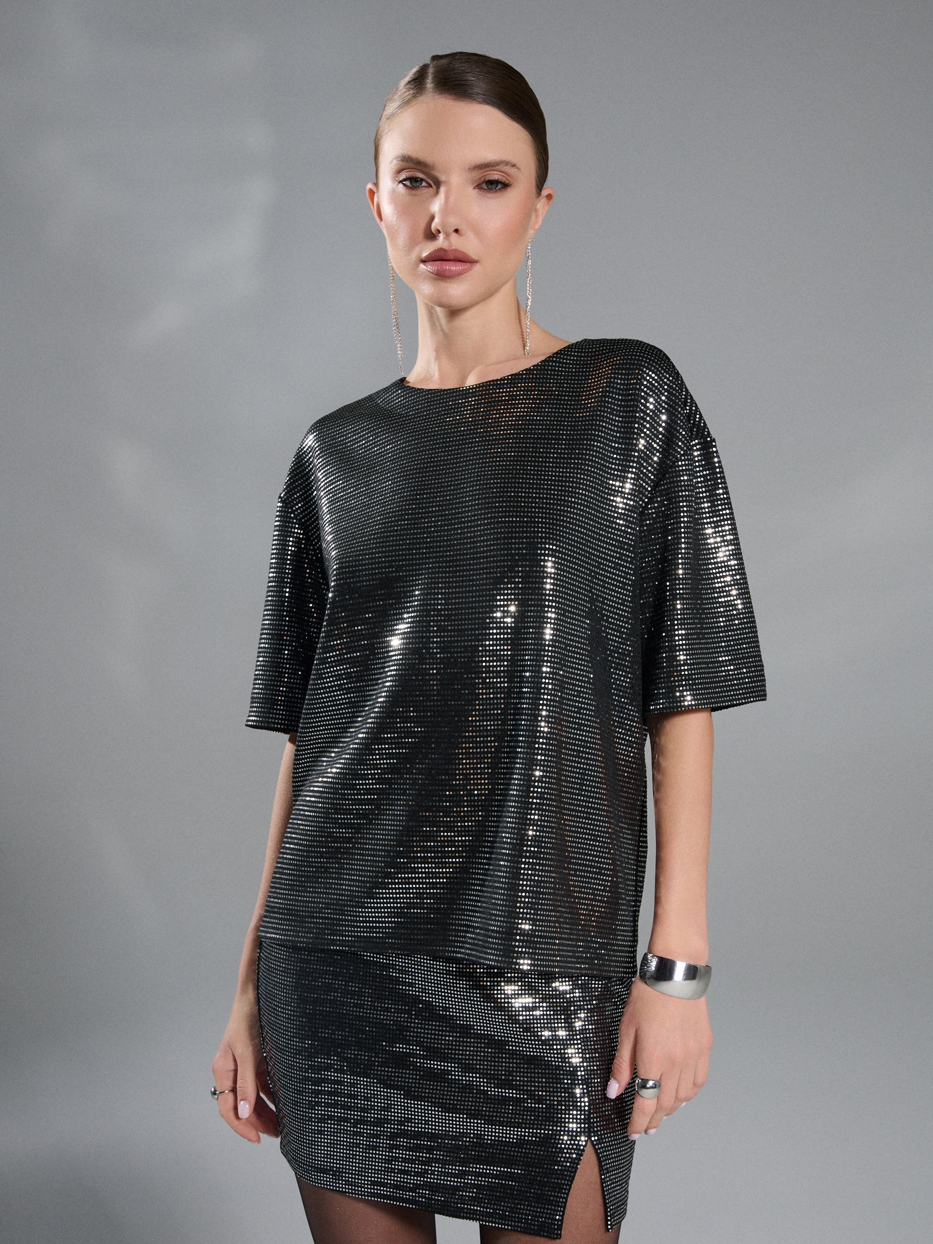 Sinsay - Mini φούστα - ασημι φωτογραφία