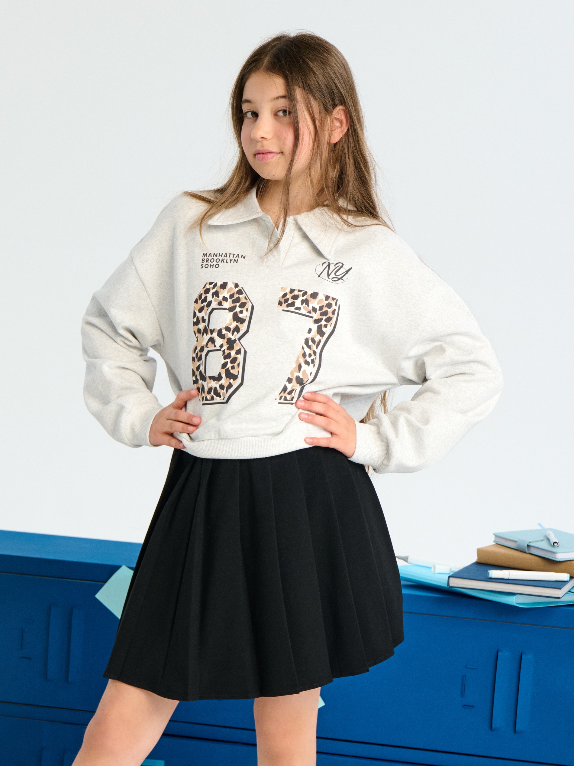 Sinsay - Bluza z kołnierzykiem - szary