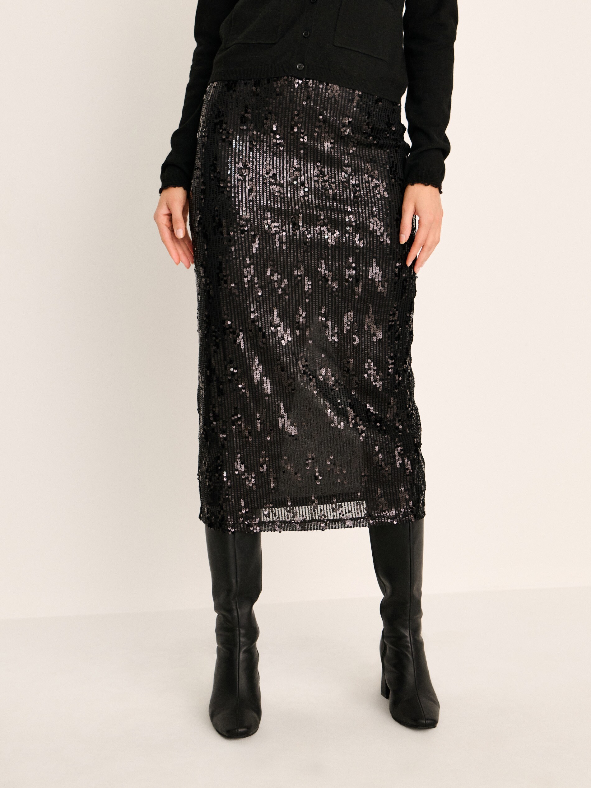 Sinsay - Μίντι φούστα με παγιέτες - μαυρο φωτογραφία