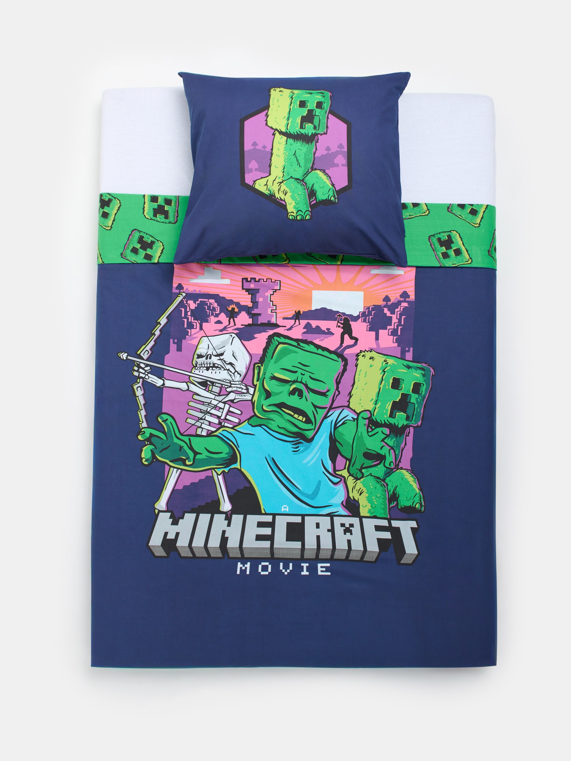 Sinsay - Komplet dwustronnej pościeli Minecraft - granatowy