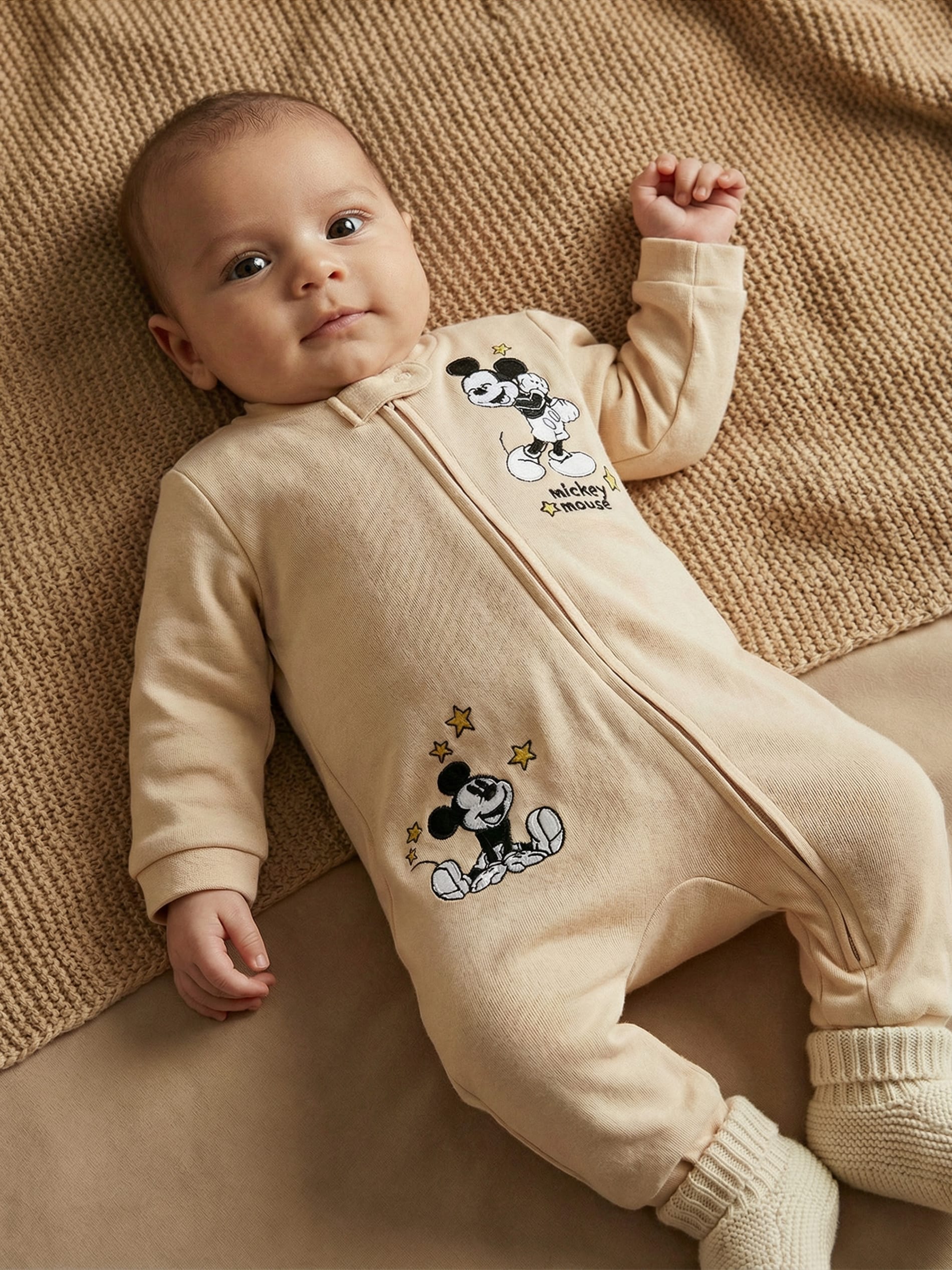 Bawełniany pajacyk z haftem Mickey Mouse