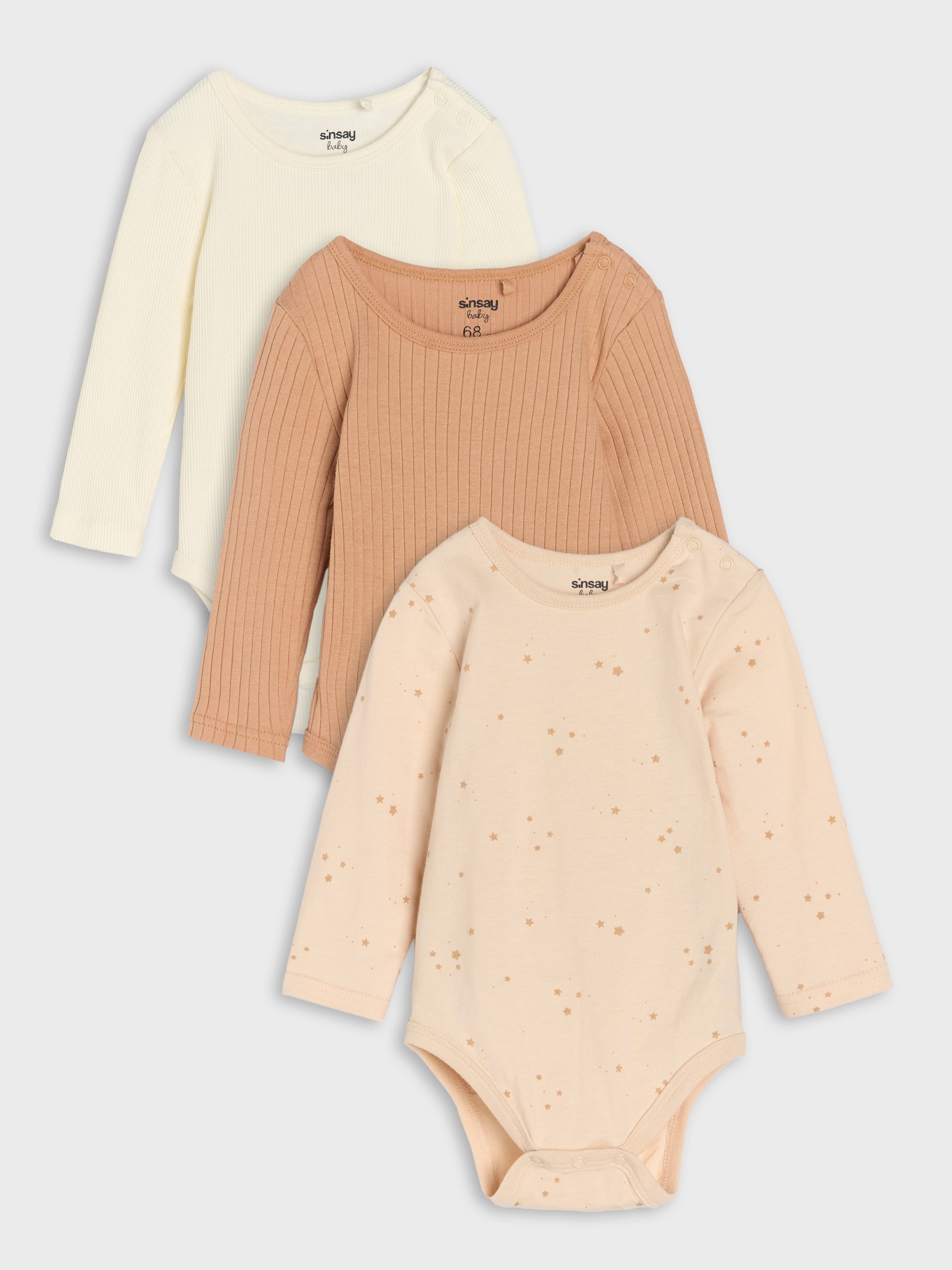 Sinsay - Βαμβακερό κορμάκι 3 pack - κρεμ φωτογραφία