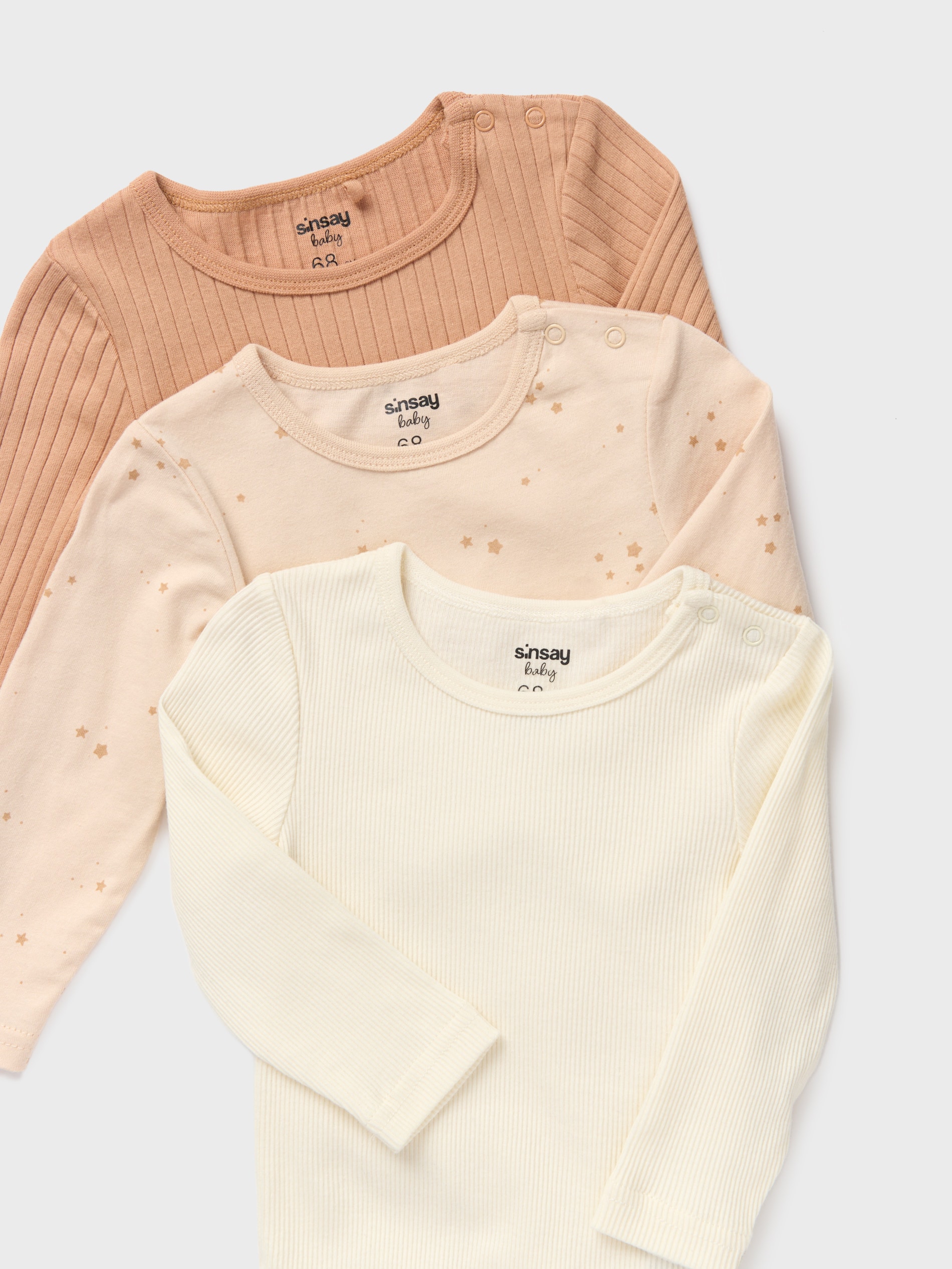 Sinsay - Βαμβακερό κορμάκι 3 pack - κρεμ φωτογραφία