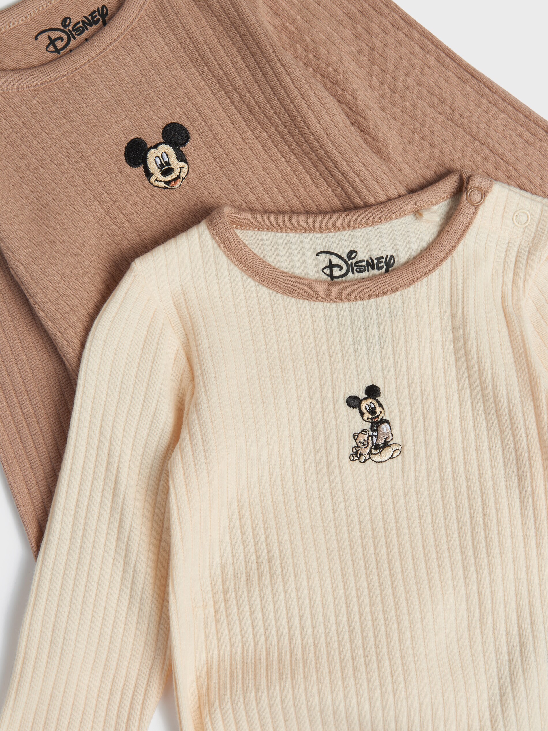 Sinsay - Σετ με 2 βαμβακερά κορμάκια Mickey Mouse - μπεζ φωτογραφία