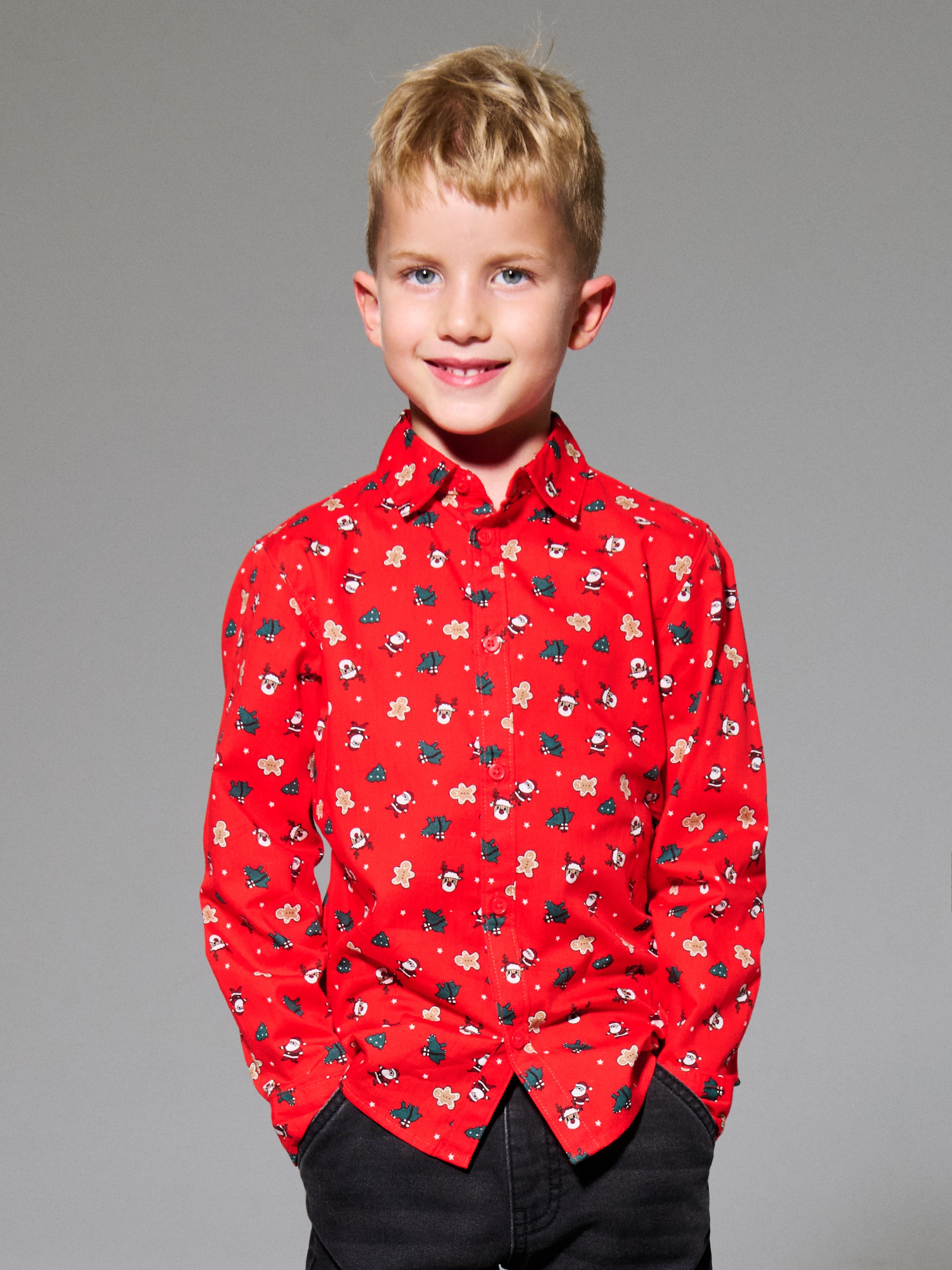 Sinsay - Bawełniana koszula z motywem świątecznym - czerwony