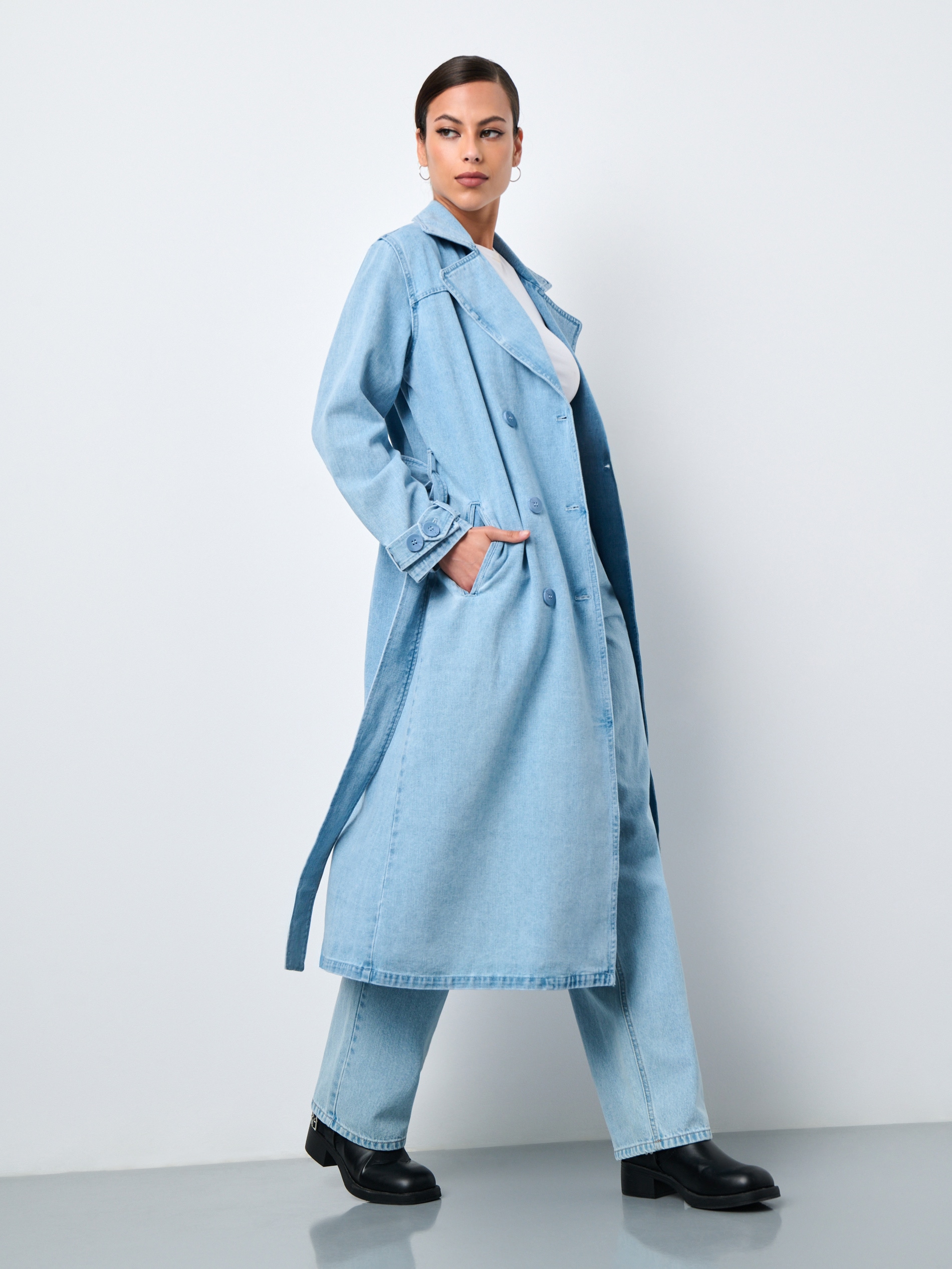 Sinsay - Trench Din Denim - Albastru