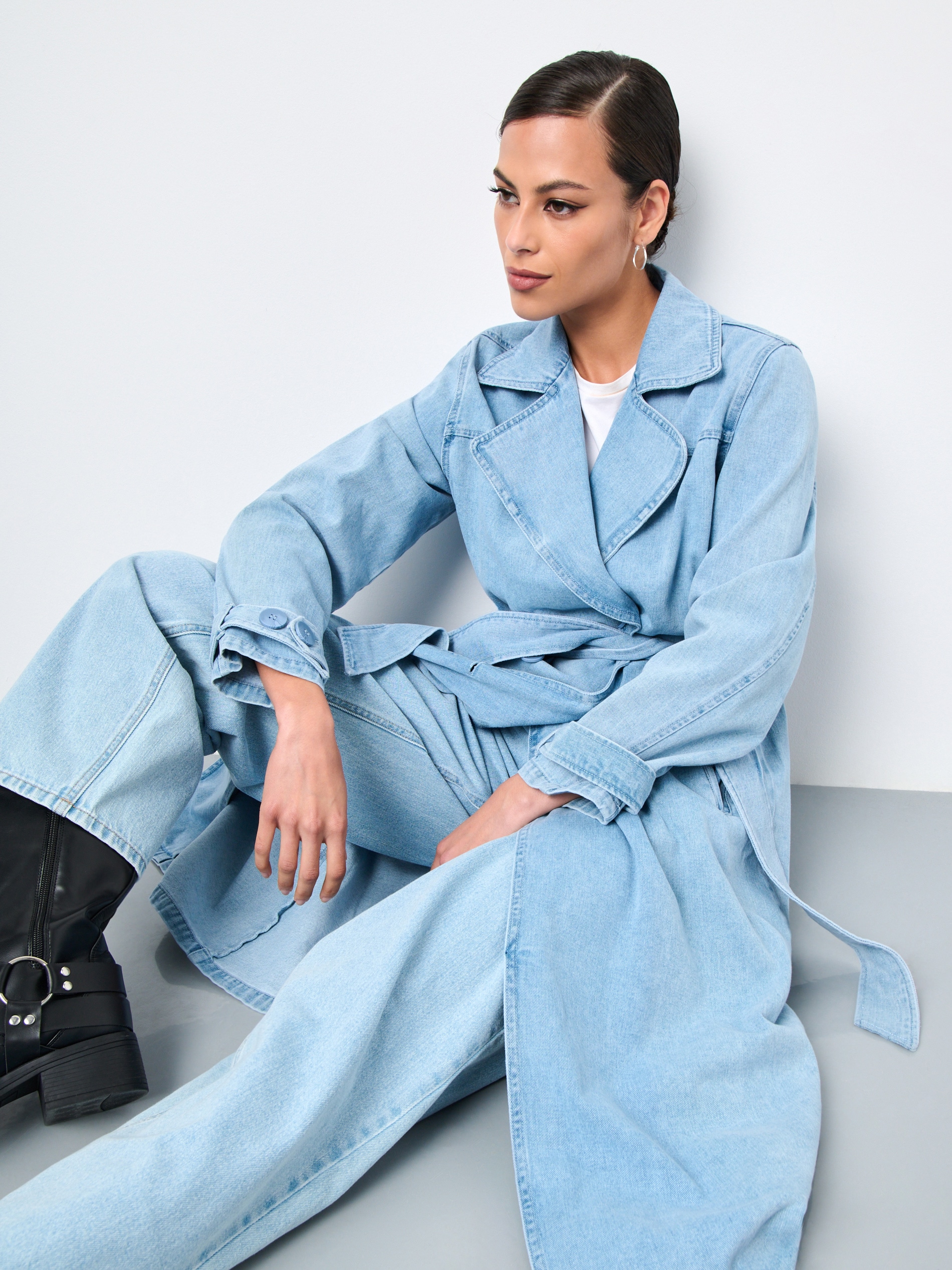 Sinsay - Trench Din Denim - Albastru