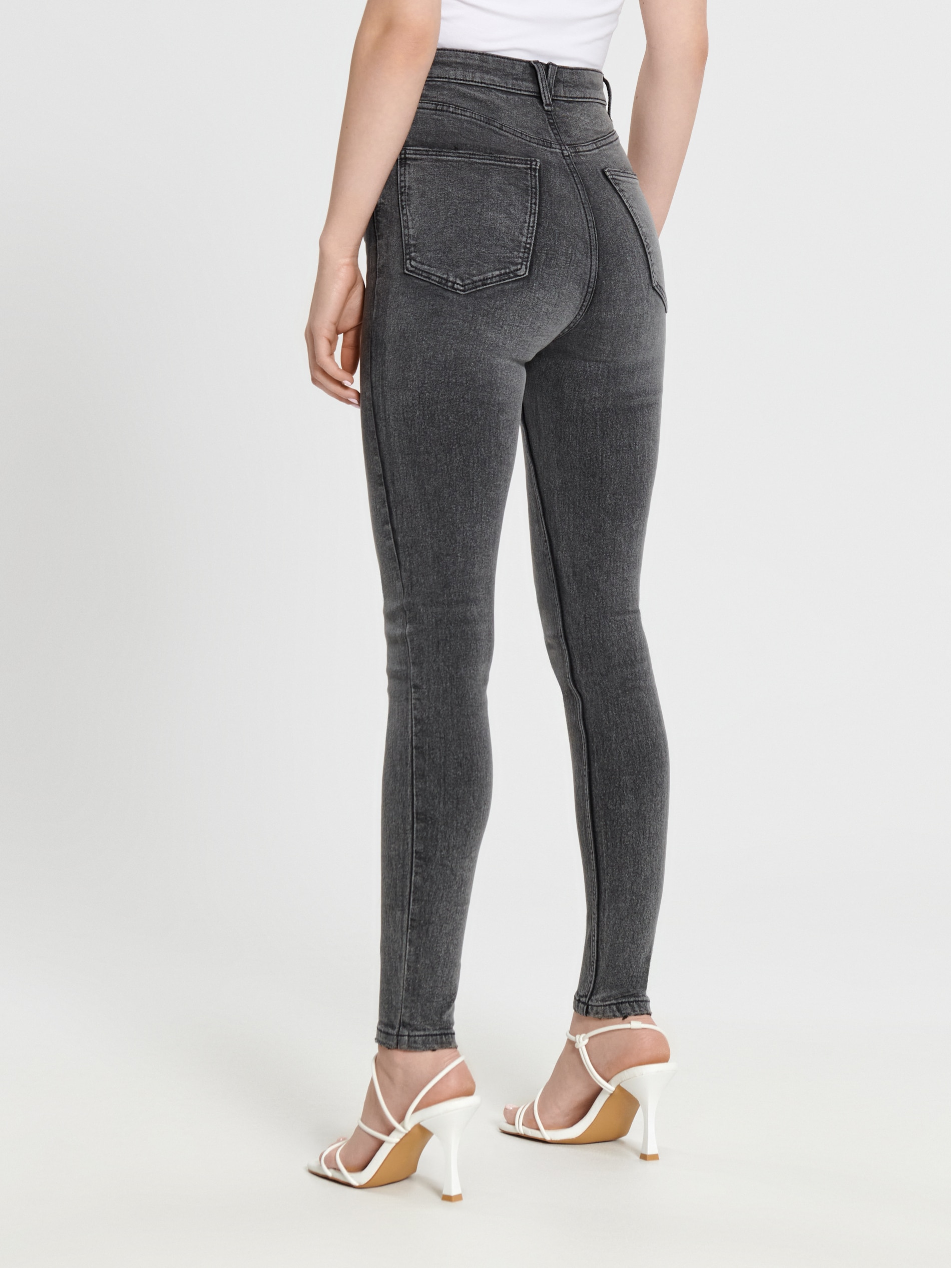 Sinsay - High Waist Skinny Farmerke - Sivo