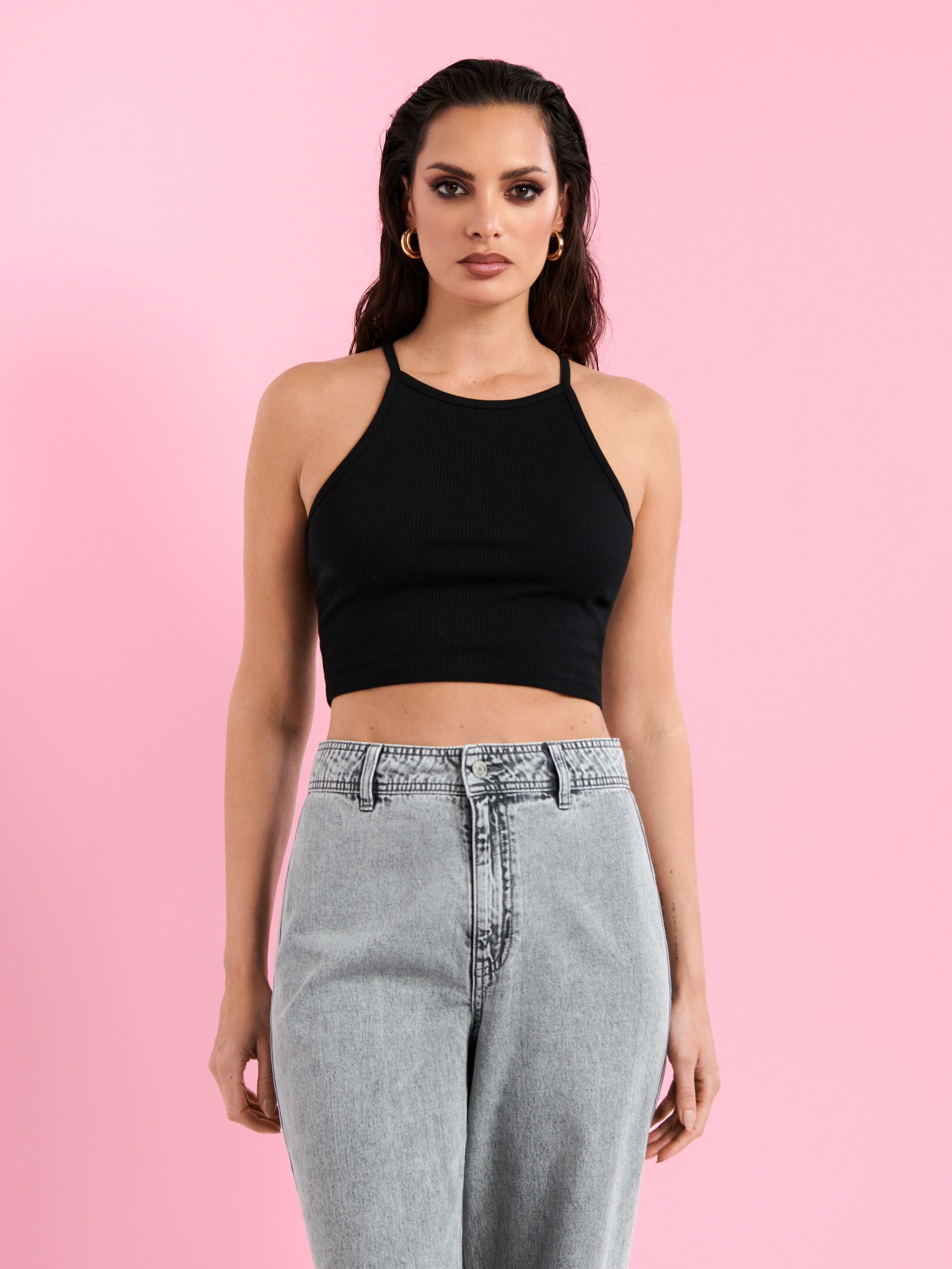 Sinsay - Rifle high waist wide leg - svetlošedá